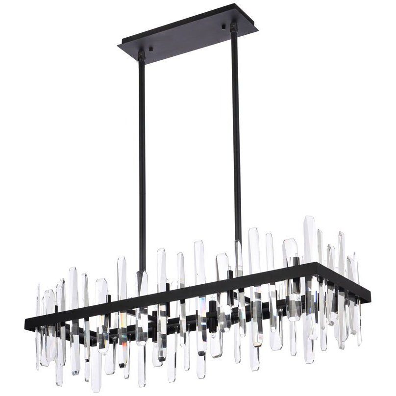 Serena 20 Light 36 inch Black Linear Chandelier Ceiling Light