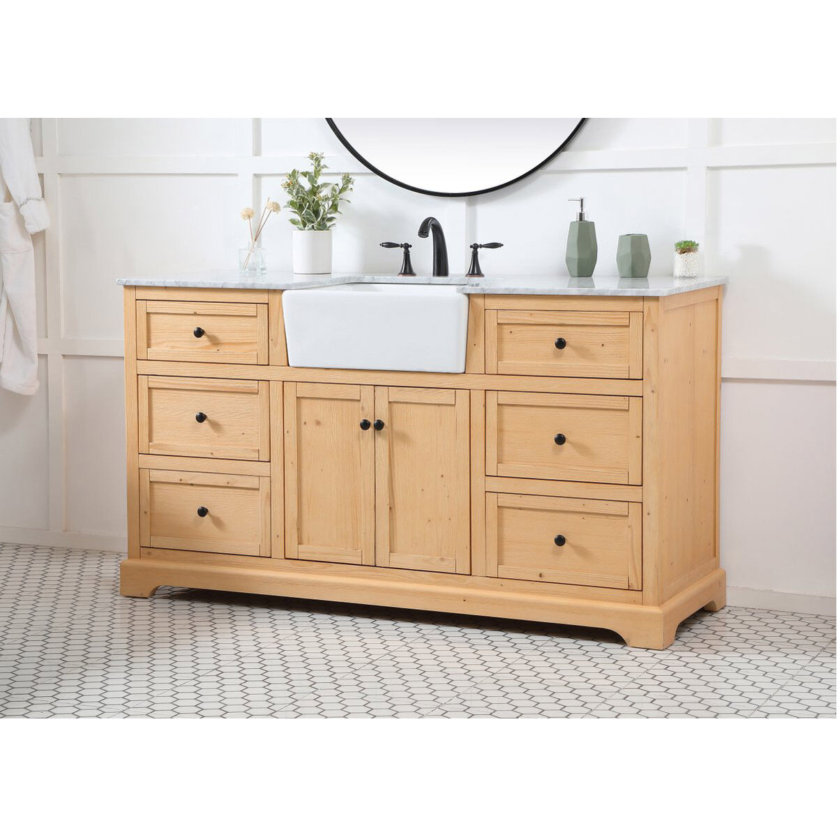 Franklin 60 X 22 X 35 inch Natural Wood Bathroom Vanity Cabinet