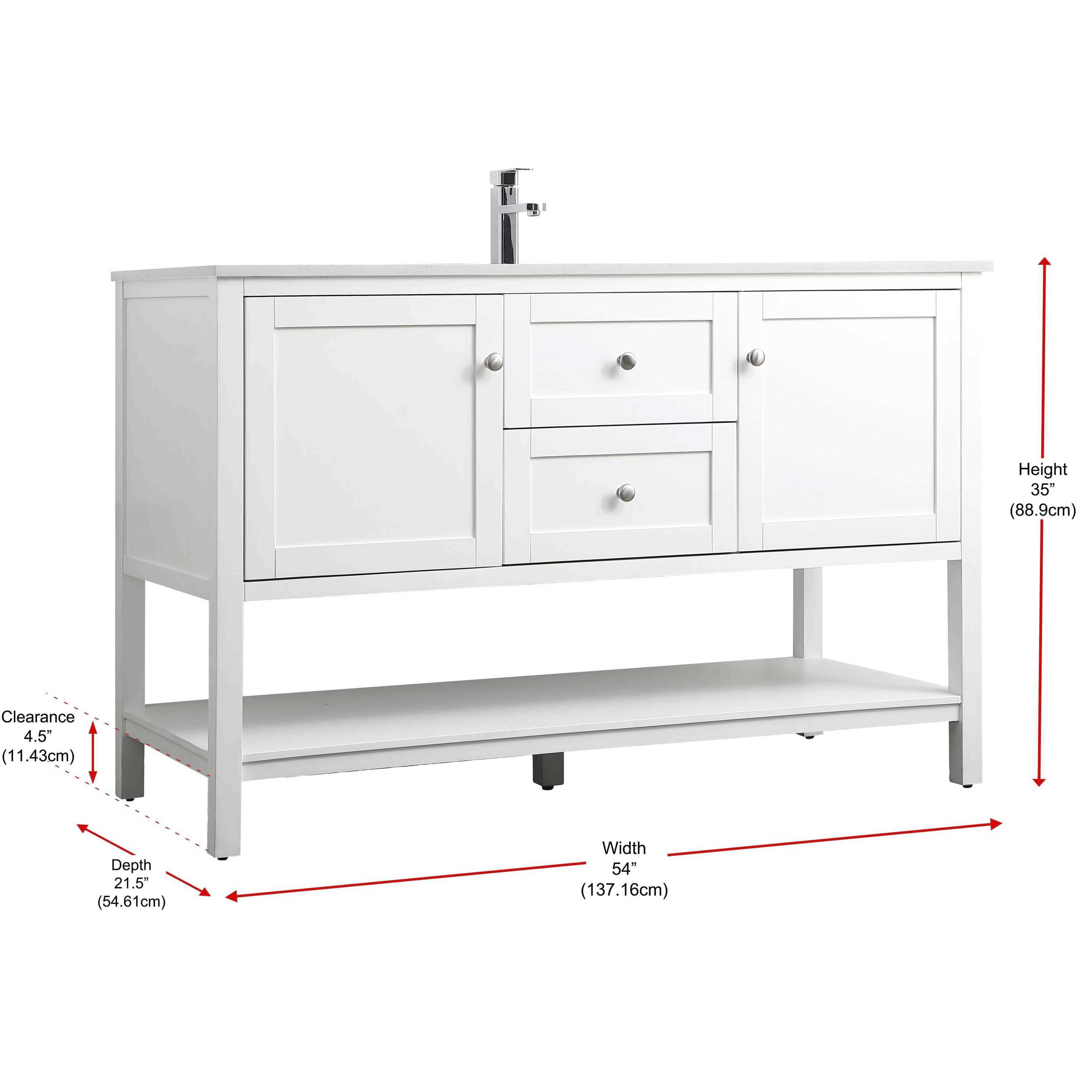 Heath 54 X 21.5 X 35 inch White Vanity Sink Set