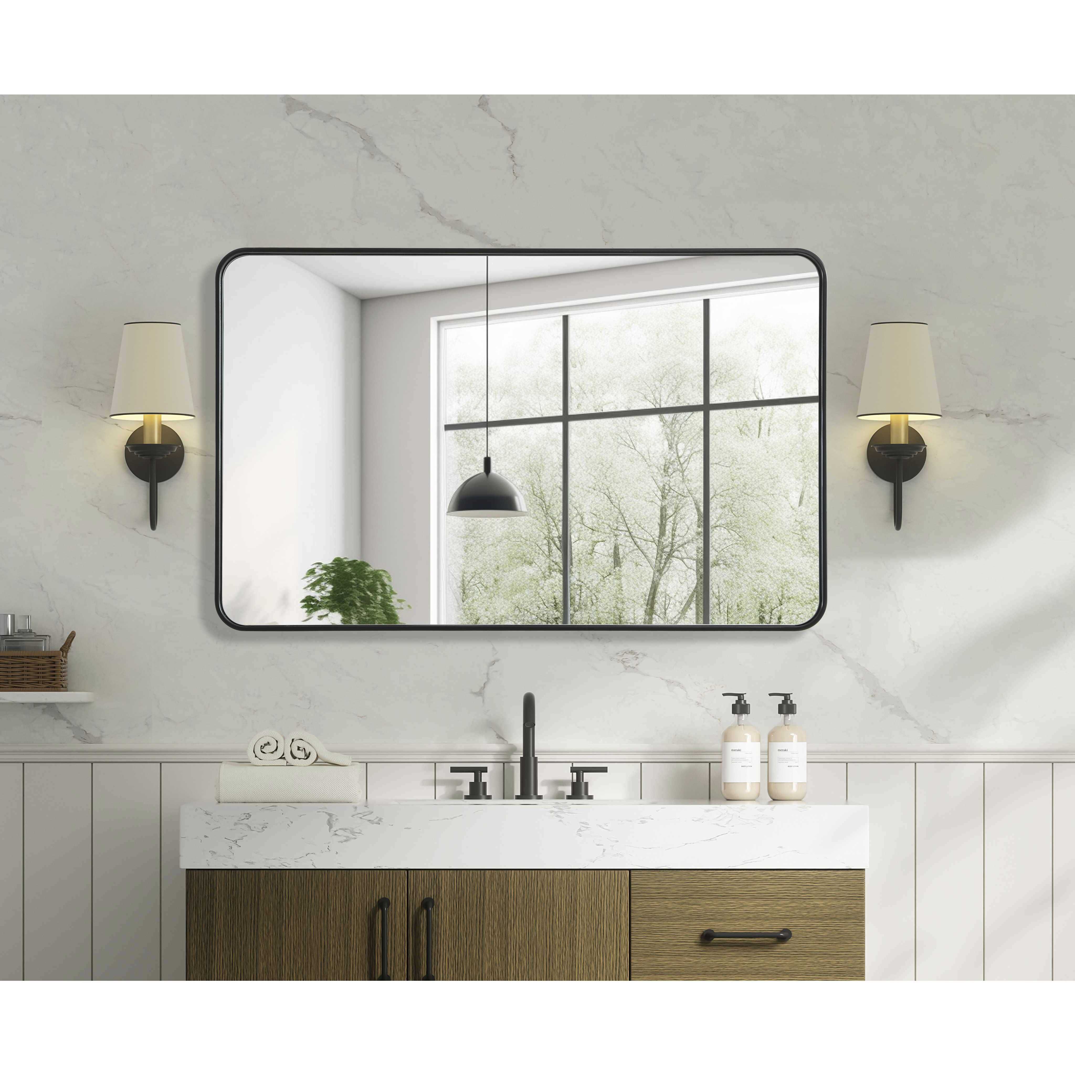 Remy 48 X 30 inch Black Mirror