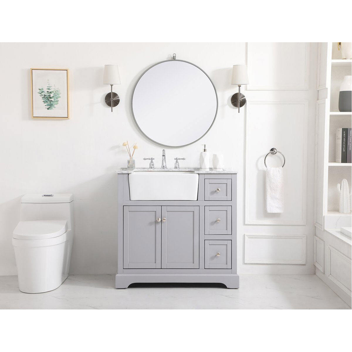 Franklin 36 X 22 X 34.75 inch Grey Bathroom Vanity Cabinet