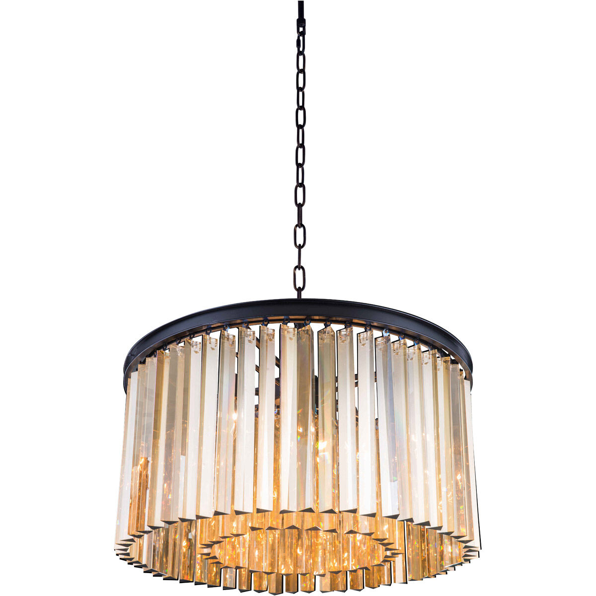 Sydney 8 Light 26 inch Matte Black Pendant Ceiling Light in Golden Teak, Urban Classic