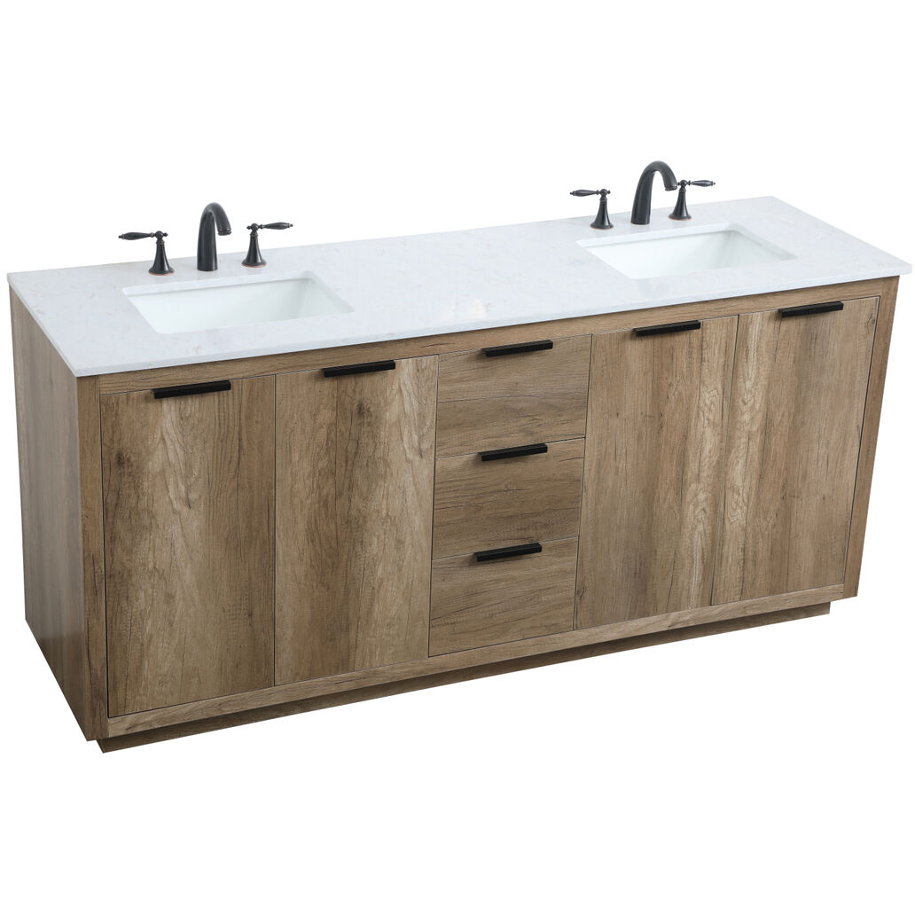 Blake 72 X 22 X 34 inch Natural Oak Vanity Sink Set