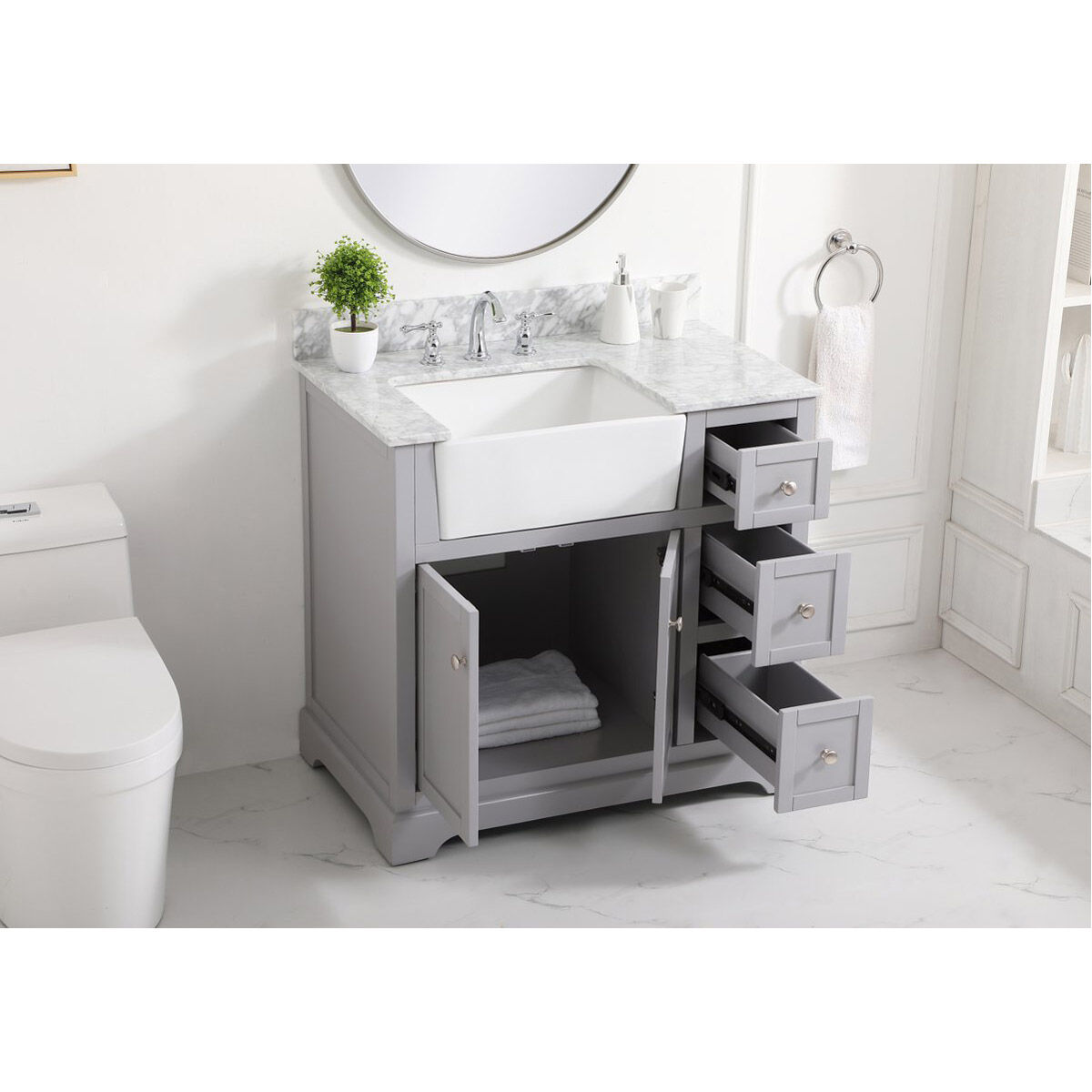 Franklin 36 X 22 X 35 inch Grey Bathroom Vanity Cabinet