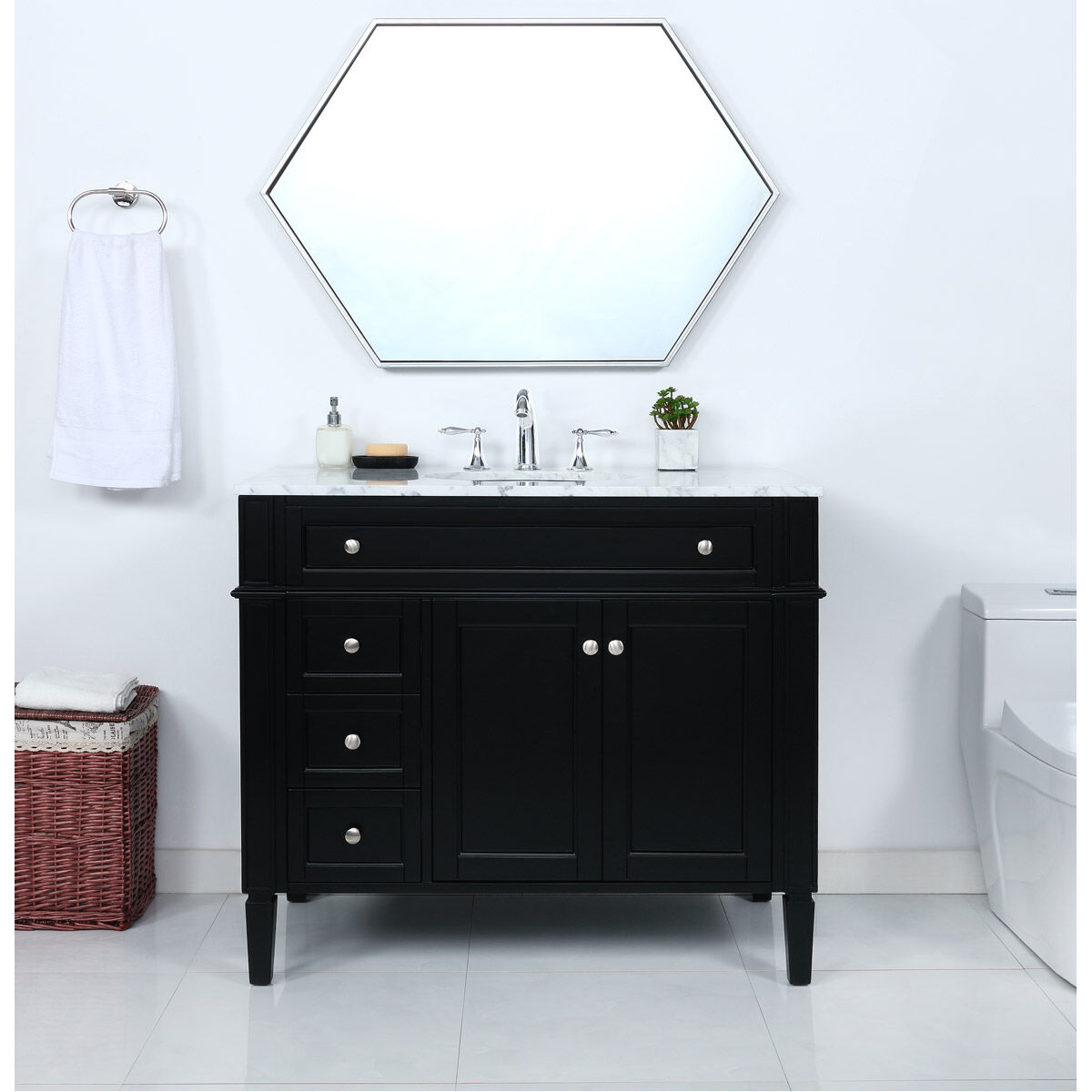 Park Avenue 40 X 21.5 X 35 inch Black Vanity Sink Set