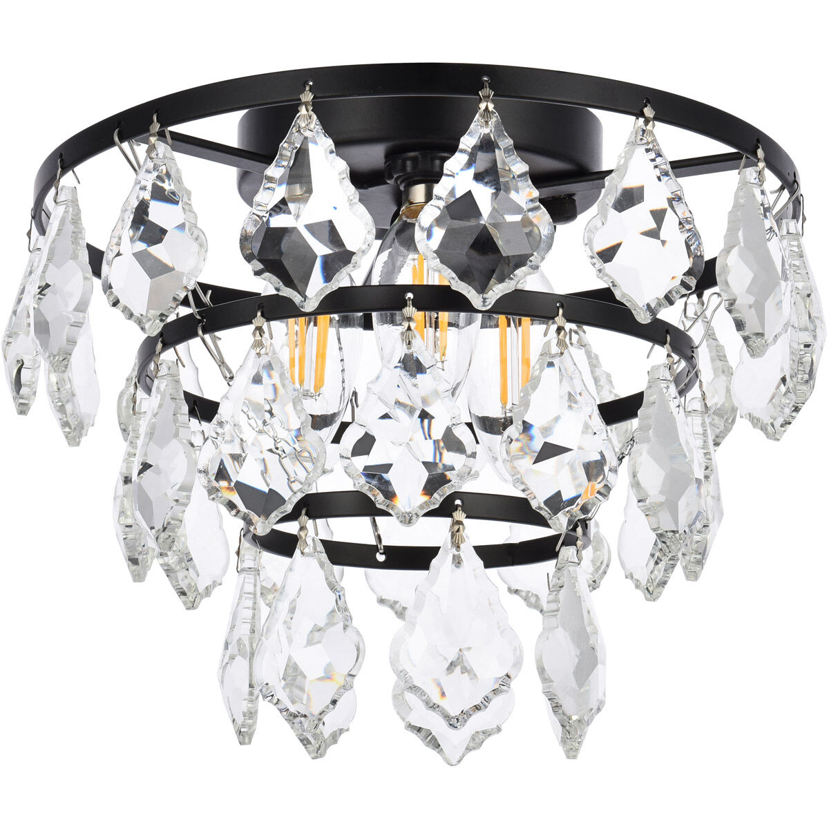 Ella 3 Light 10 inch Black Flush Mount Ceiling Light