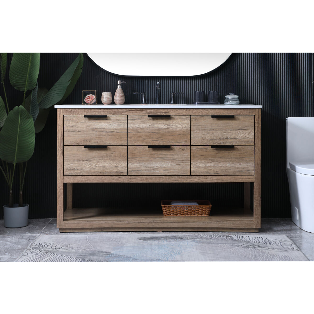 Larkin 54 X 22 X 34 inch Natural Oak Vanity Sink Set