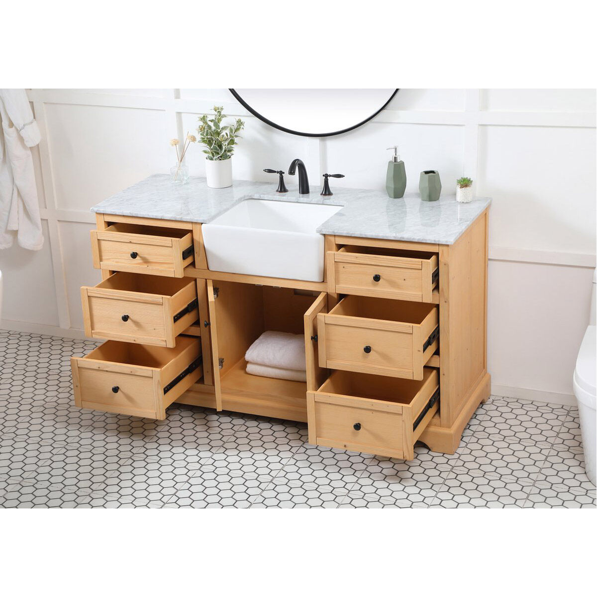 Franklin 60 X 22 X 35 inch Natural Wood Bathroom Vanity Cabinet