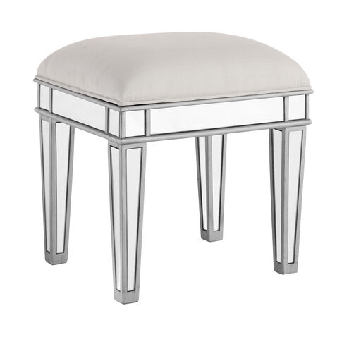 Contempo 18 inch Silver Vanity Stool, Clear Mirror