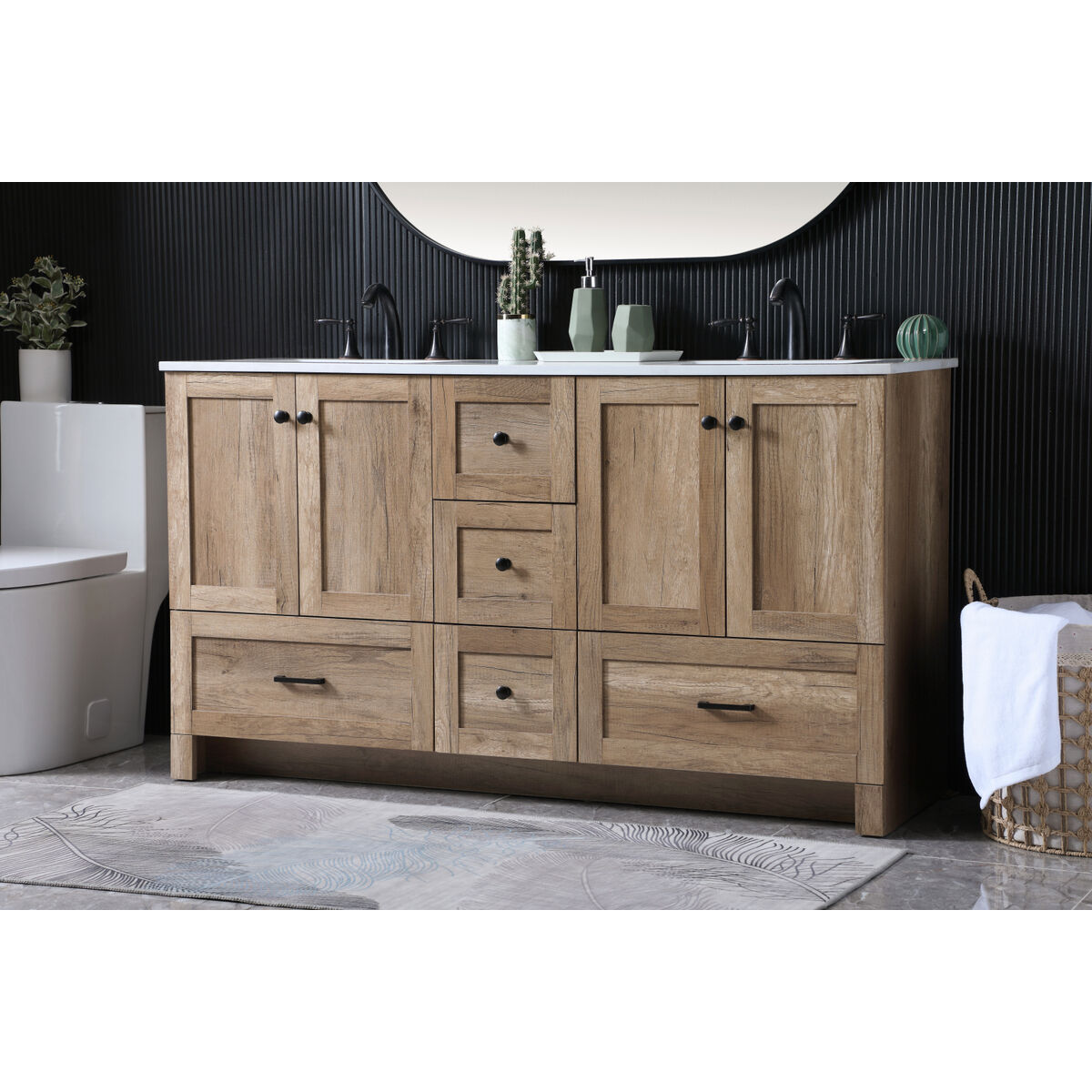 Elegant Lighting Soma Double Bathroom Vanity in Natural Oak