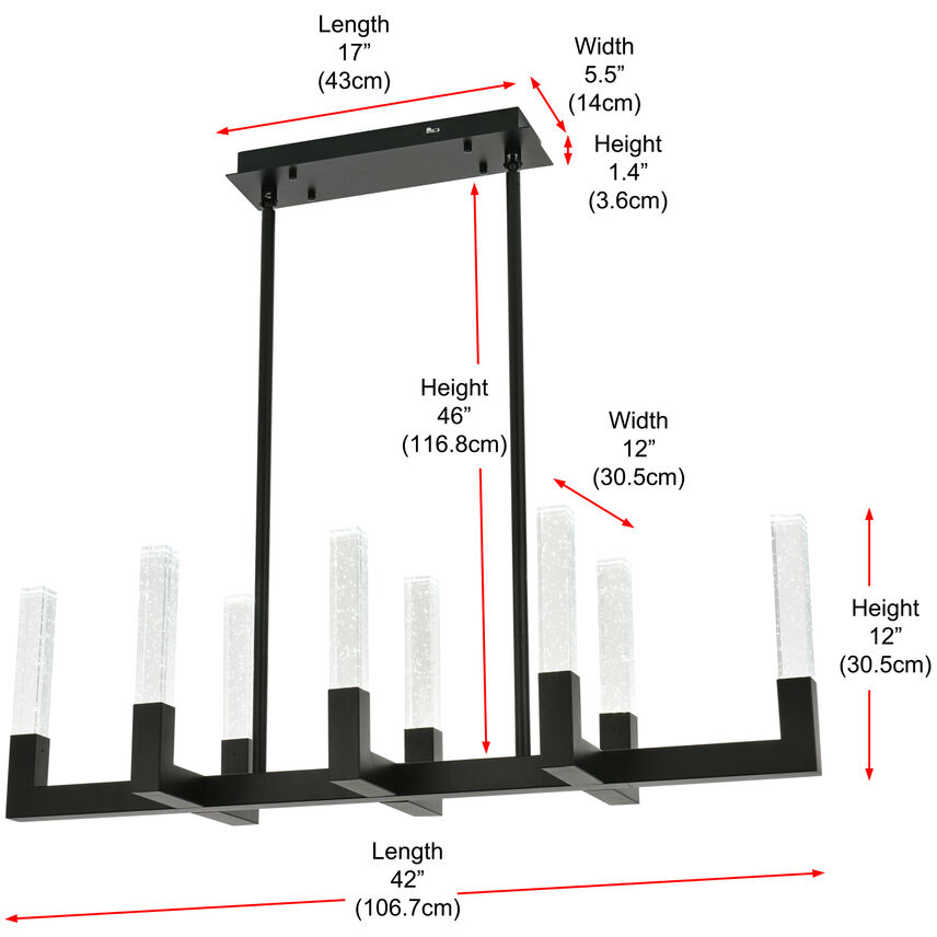 Noemi 8 Light 12 inch Black Pendant Ceiling Light