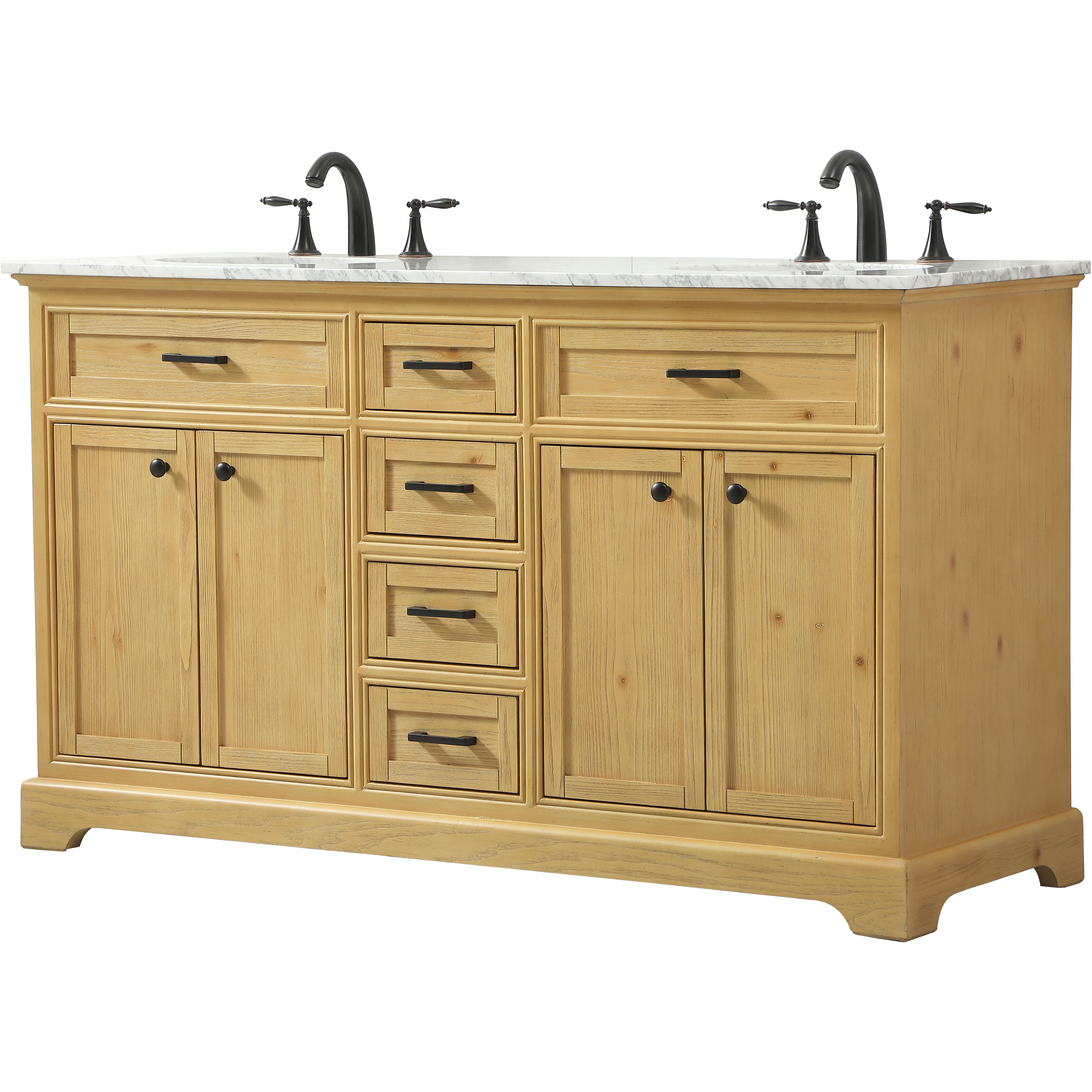 Americana 60 X 22 X 35 inch Natural Wood Vanity Sink Set