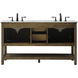 Metropolis 60 X 22 X 34 inch Driftwood Vanity Sink Set in Dark Walnut