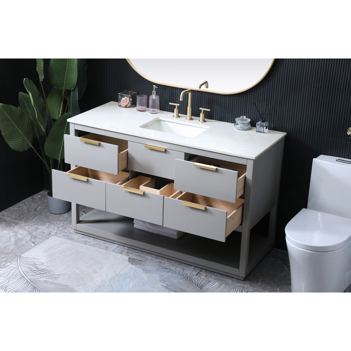 Larkin 54 X 22 X 34 inch Grey Vanity Sink Set