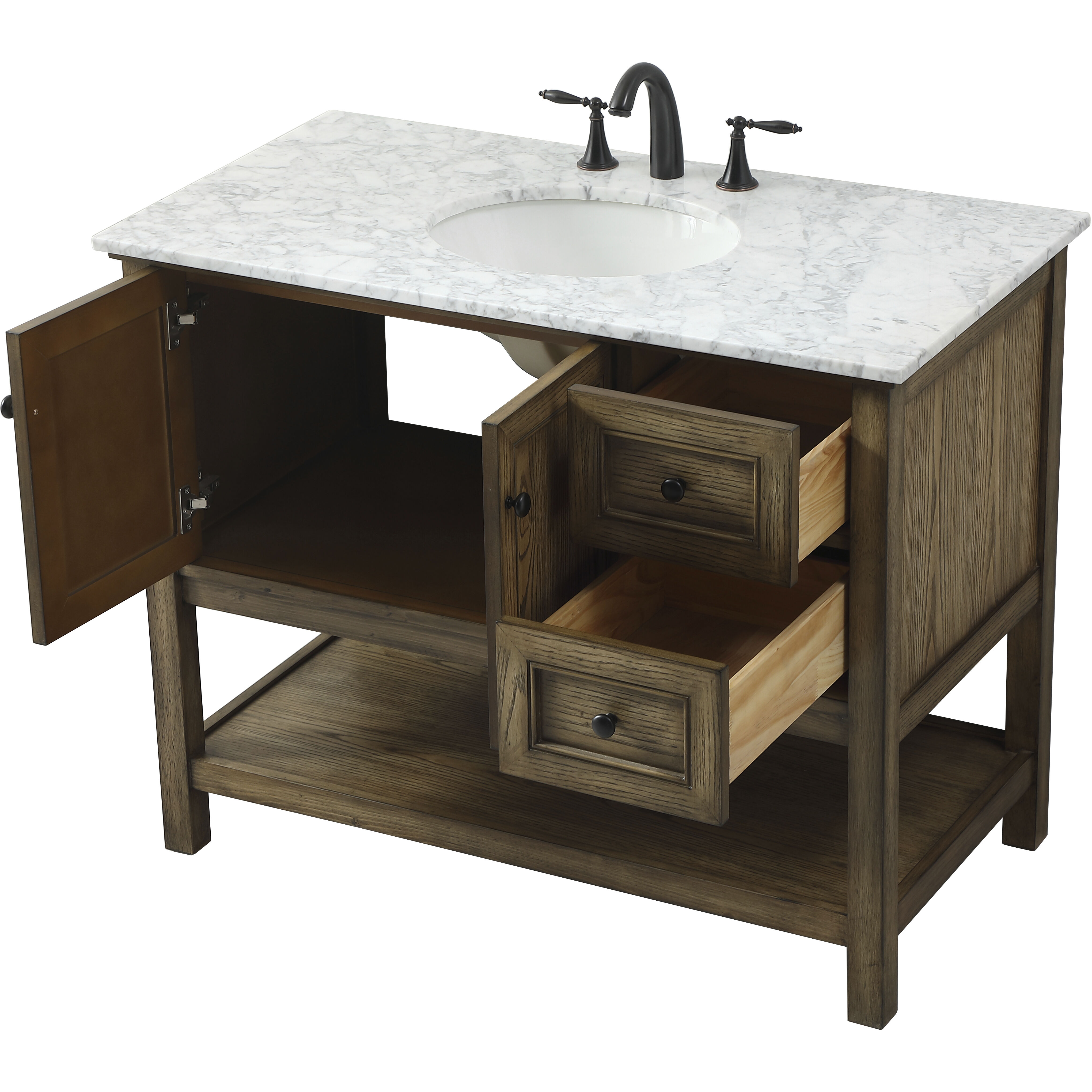 Metropolis 42 X 22 X 34 inch Driftwood Vanity Sink Set
