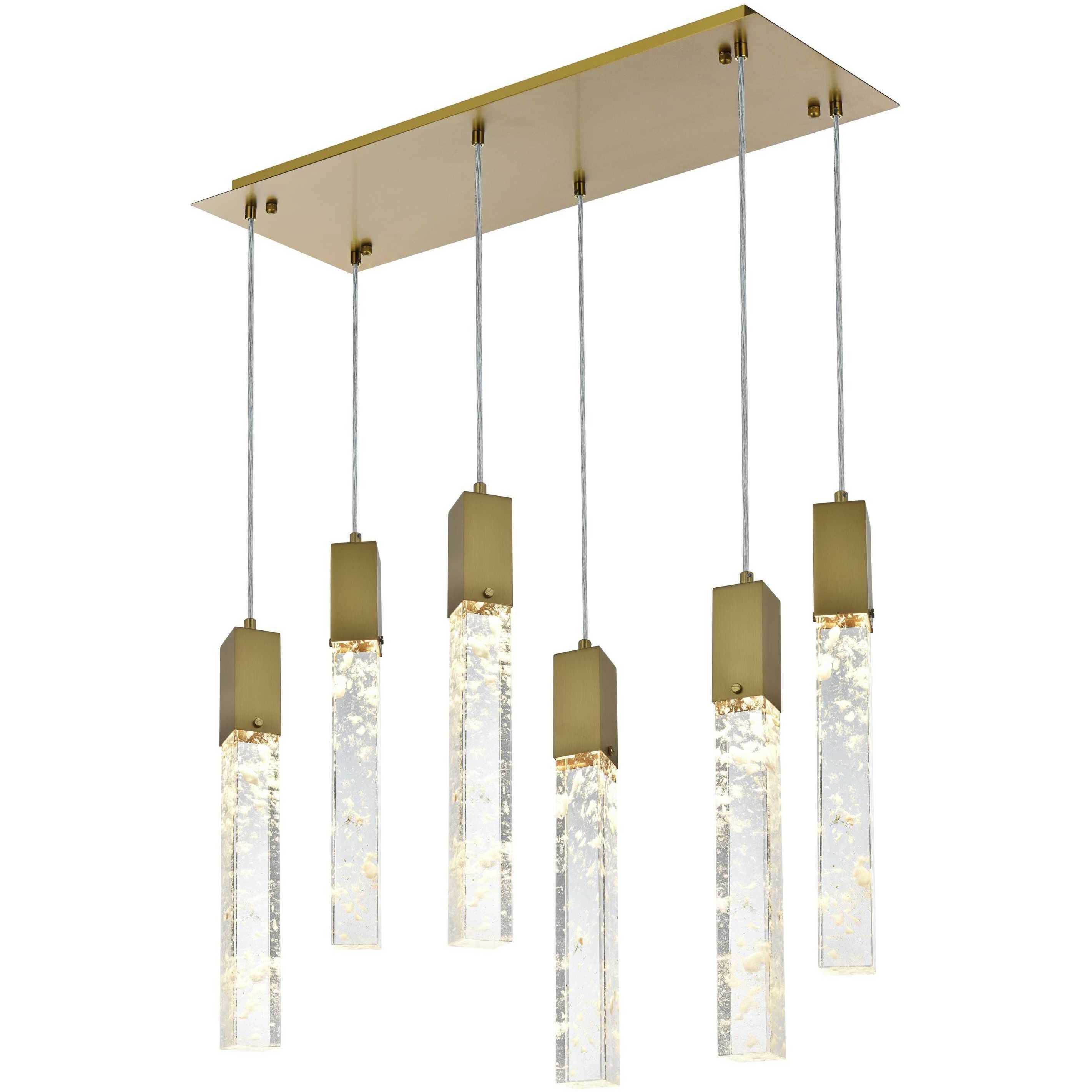 Aurora 6 Light 12 inch Satin Gold Pendant Ceiling Light