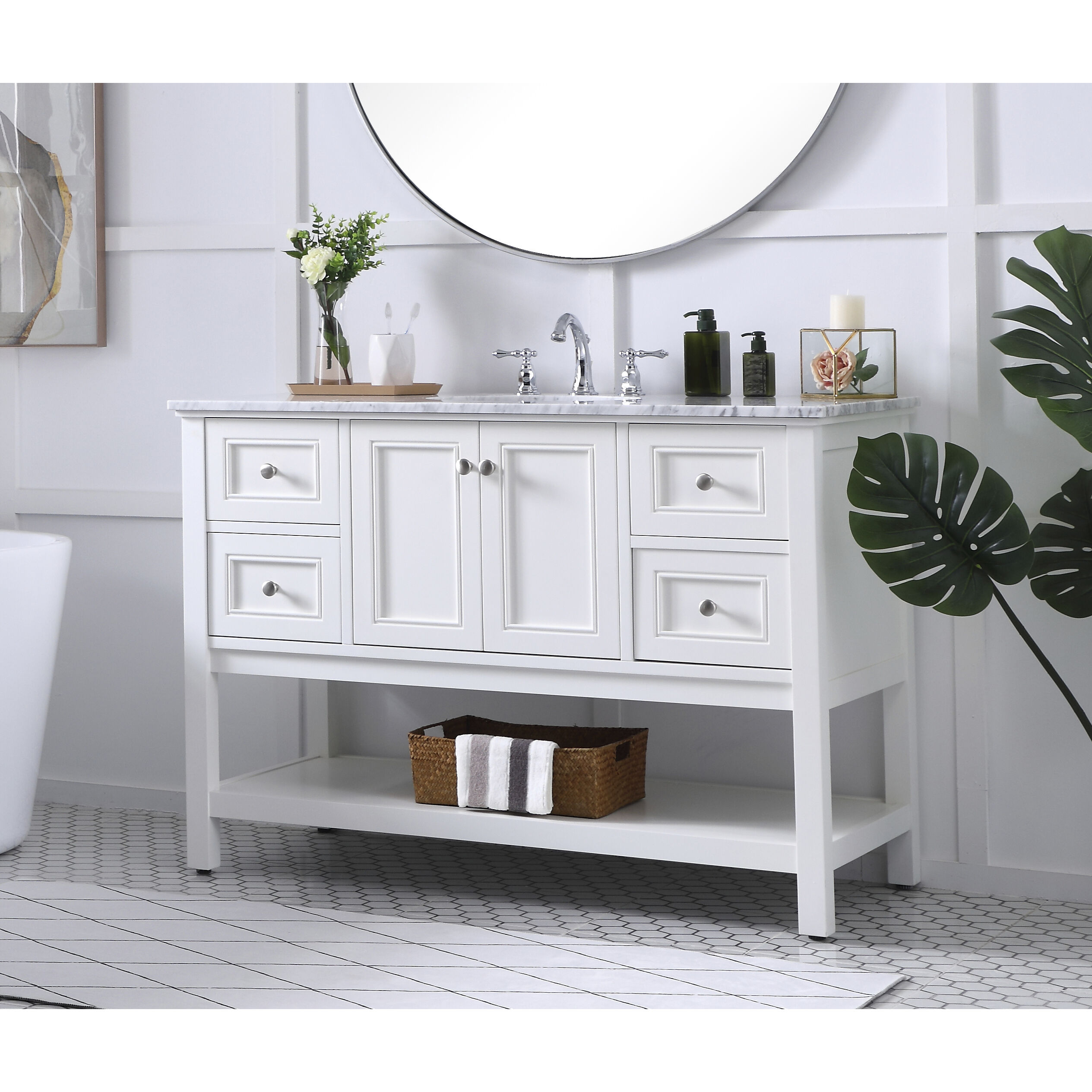 Metropolis 48 X 22 X 34 inch White Vanity Sink Set