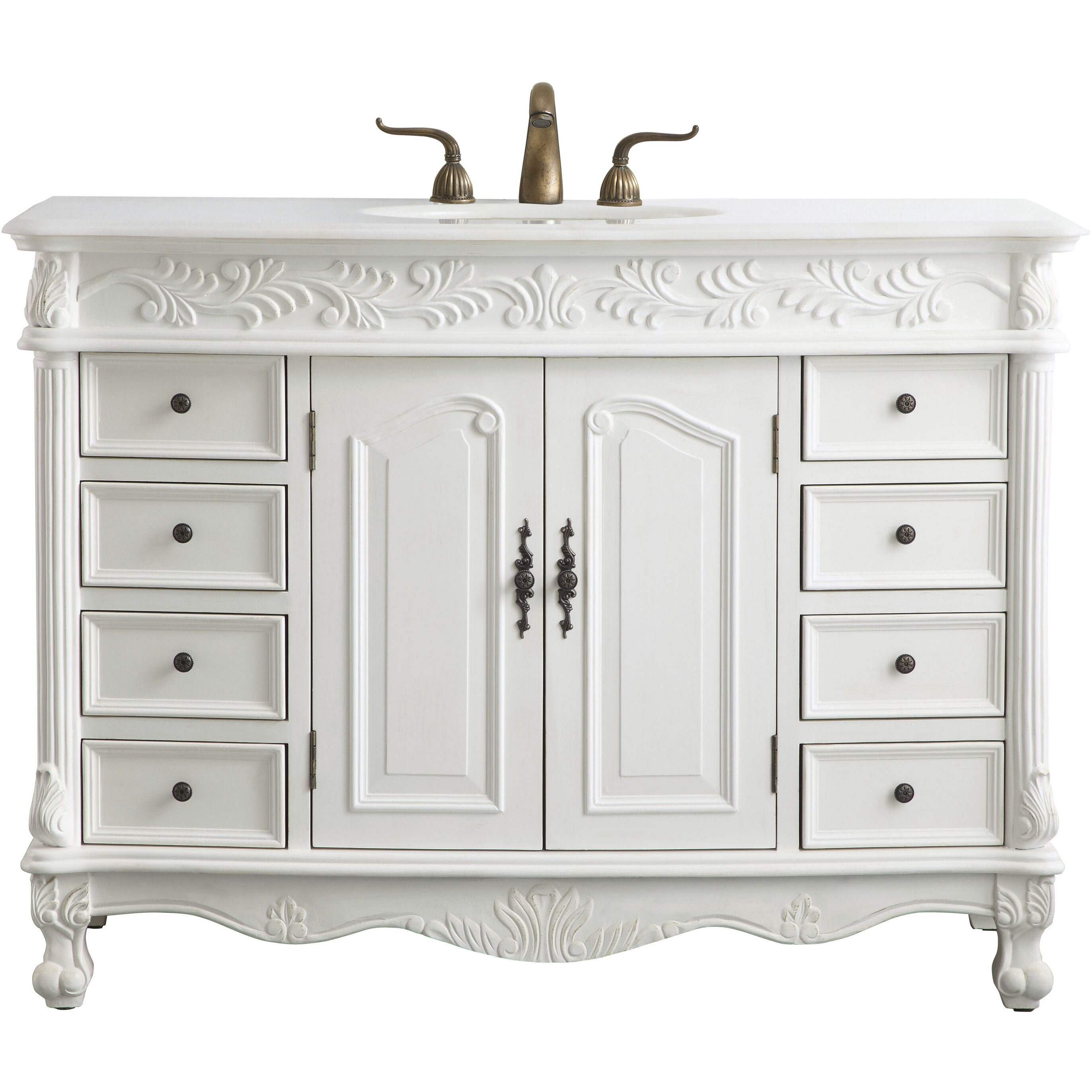 Bordeaux 48 X 22 X 36 inch Antique White Vanity Sink Set