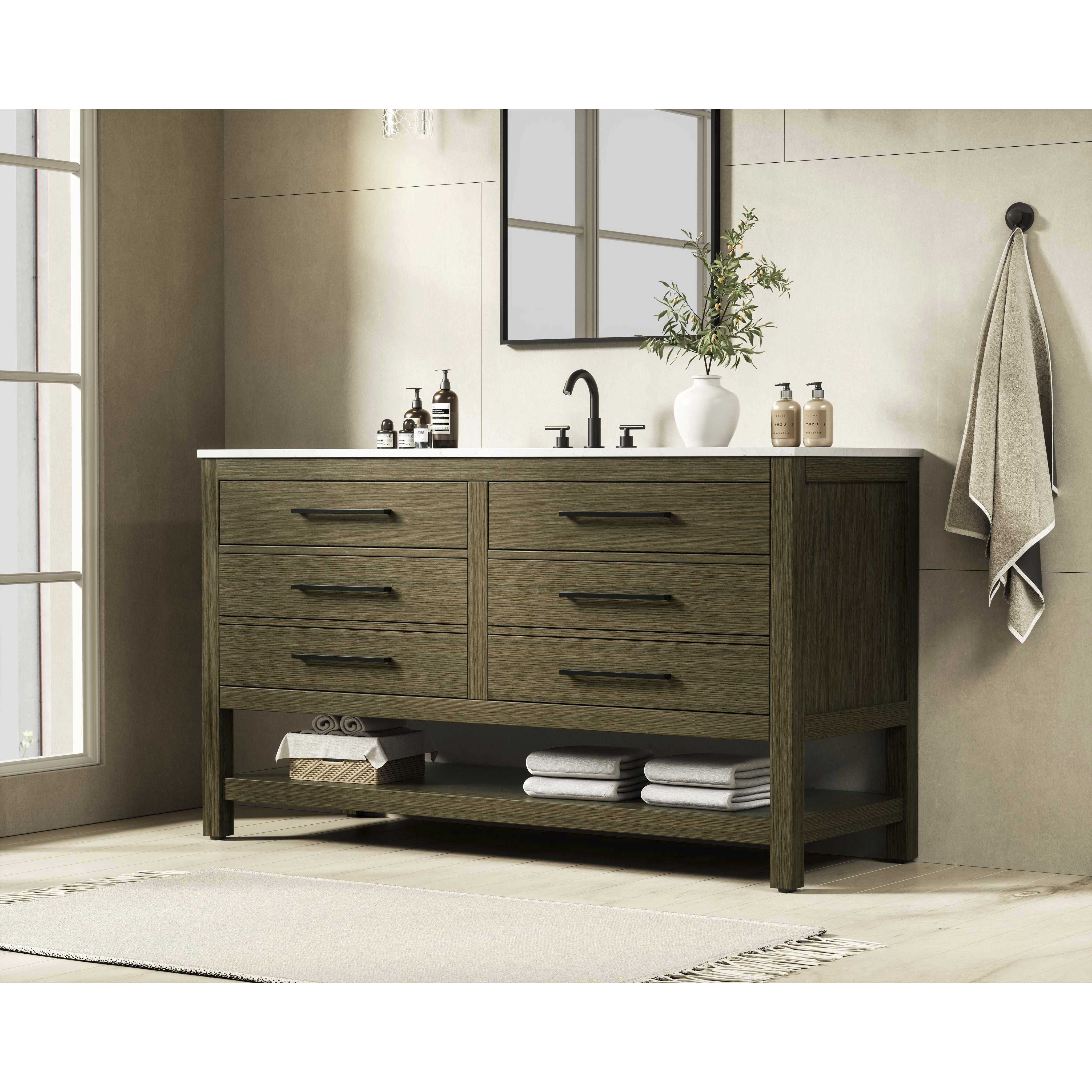 Karson 60 X 34 inch Chestnut Brown Bathroom Vanity Cabinet