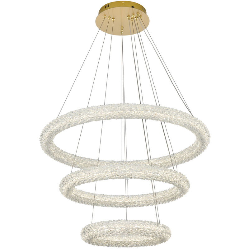 Bowen 3 Light 32 inch Satin Gold Chandelier Ceiling Light