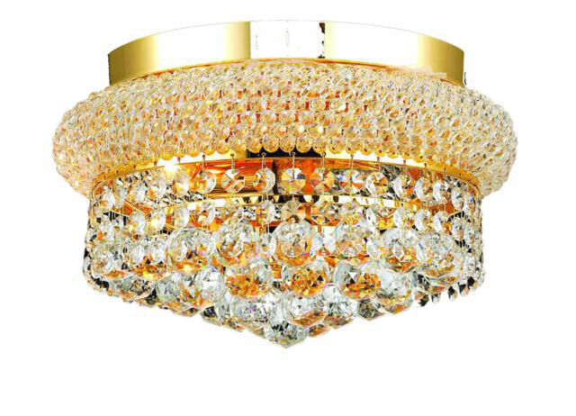 Primo 4 Light 12 inch Gold Flush Mount Ceiling Light in Royal Cut