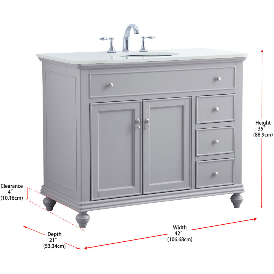 Otto 42 X 21 X 35 inch Grey Vanity Sink Set