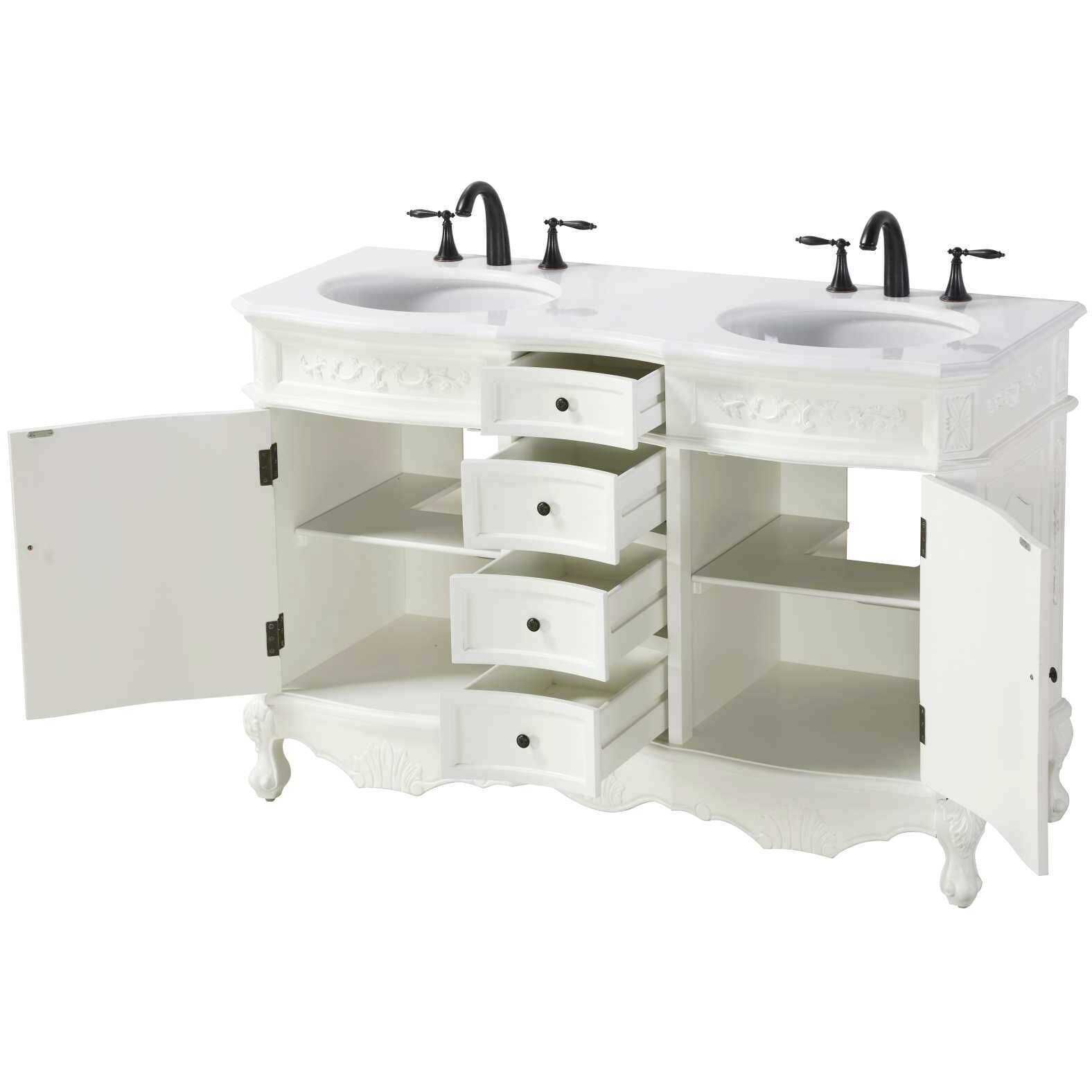 Danville 54 X 36 inch Antique White Bathroom Vanity Cabinet