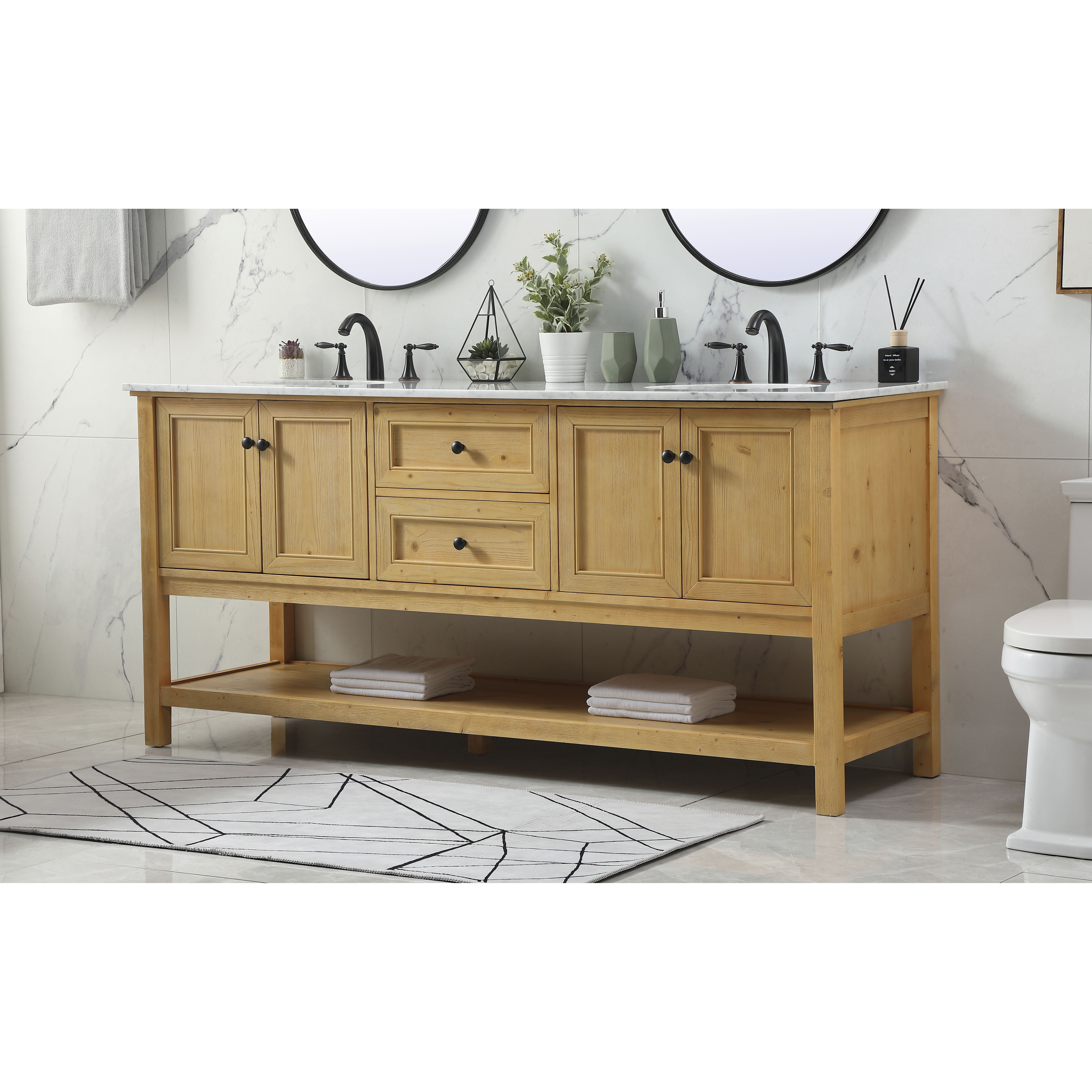 Metropolis 72 X 22 X 34 inch Natural Wood Vanity Sink Set
