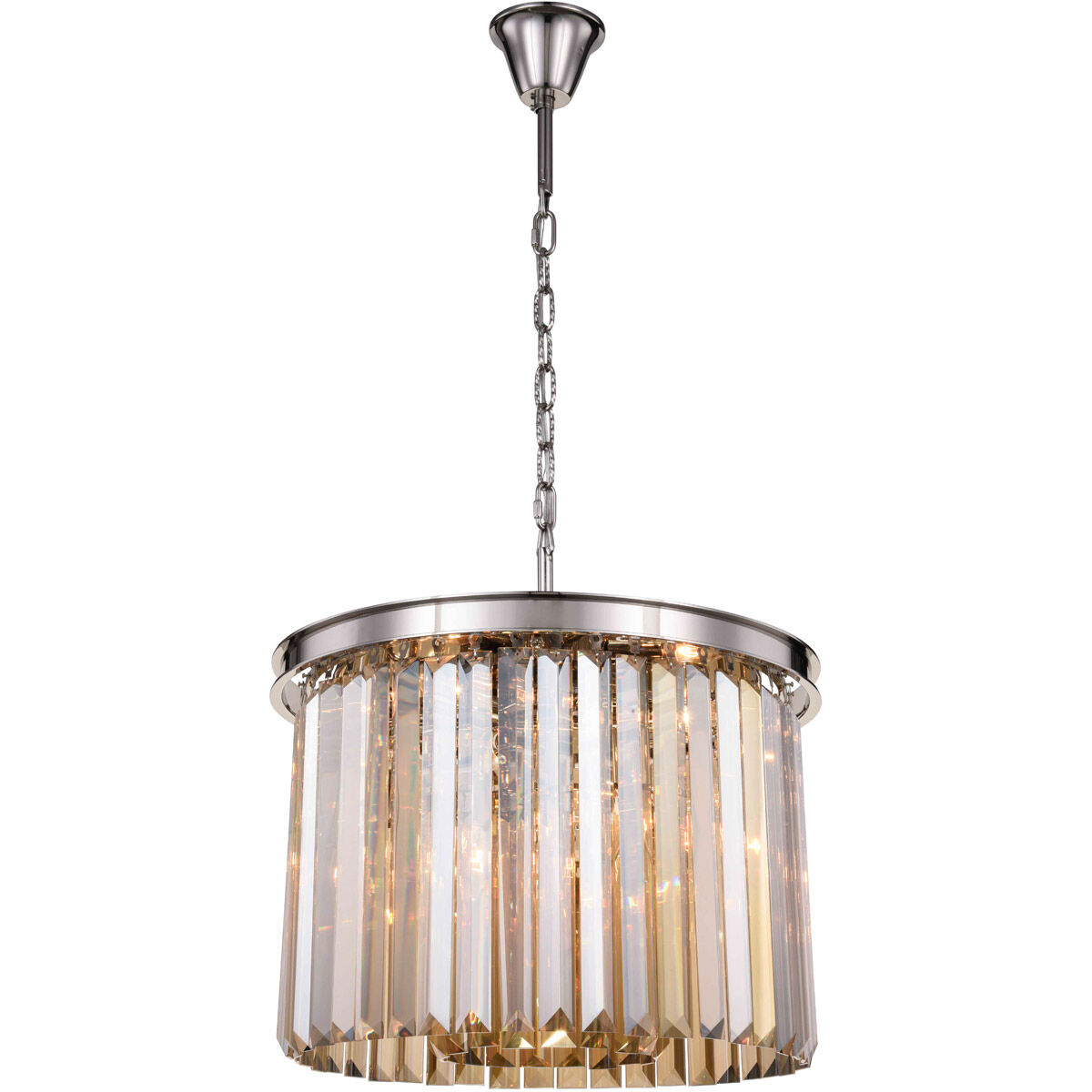 Sydney 6 Light 20 inch Polished Nickel Pendant Ceiling Light in Golden Teak, Urban Classic