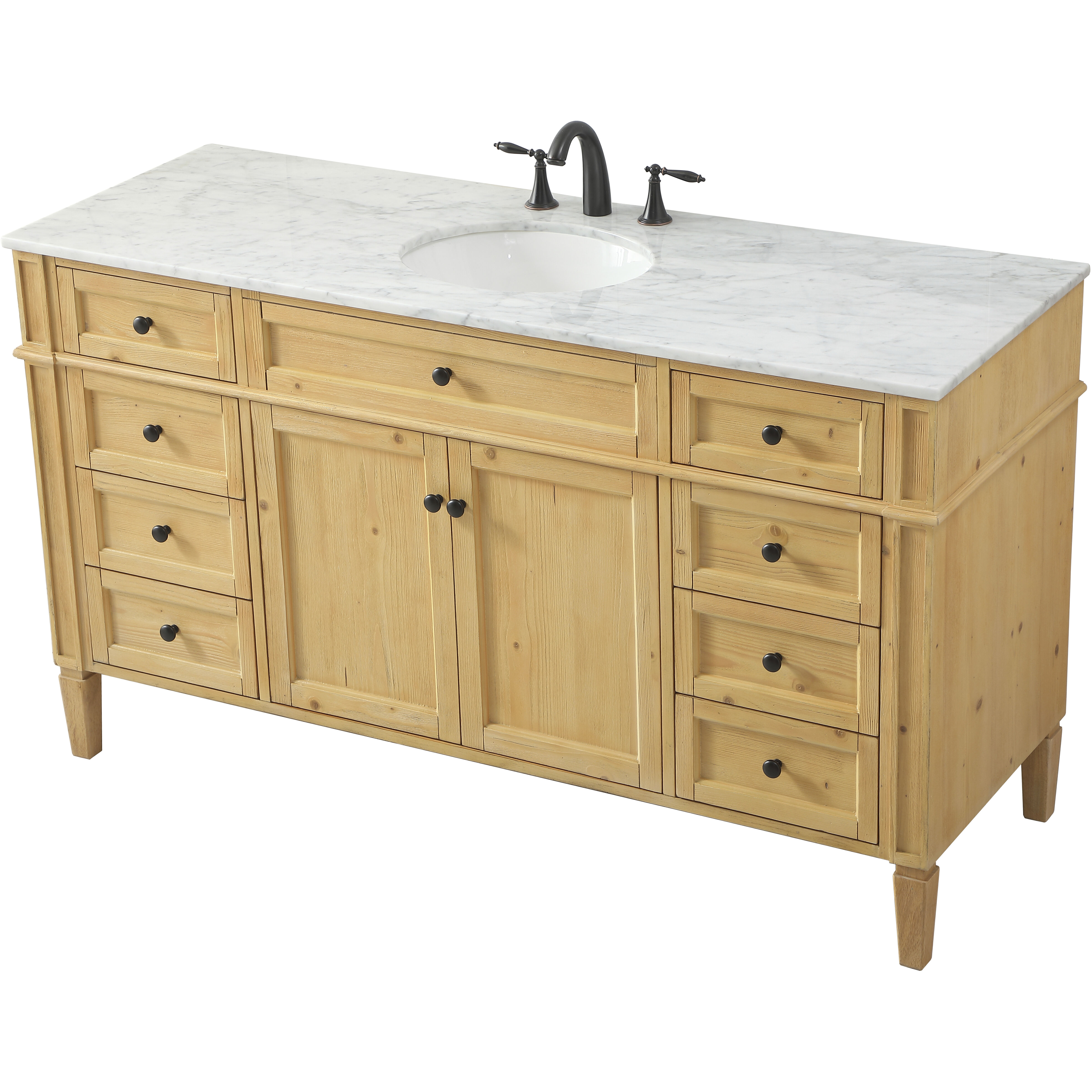Park Avenue 60 X 21.5 X 35 inch Natural Wood Vanity Sink Set