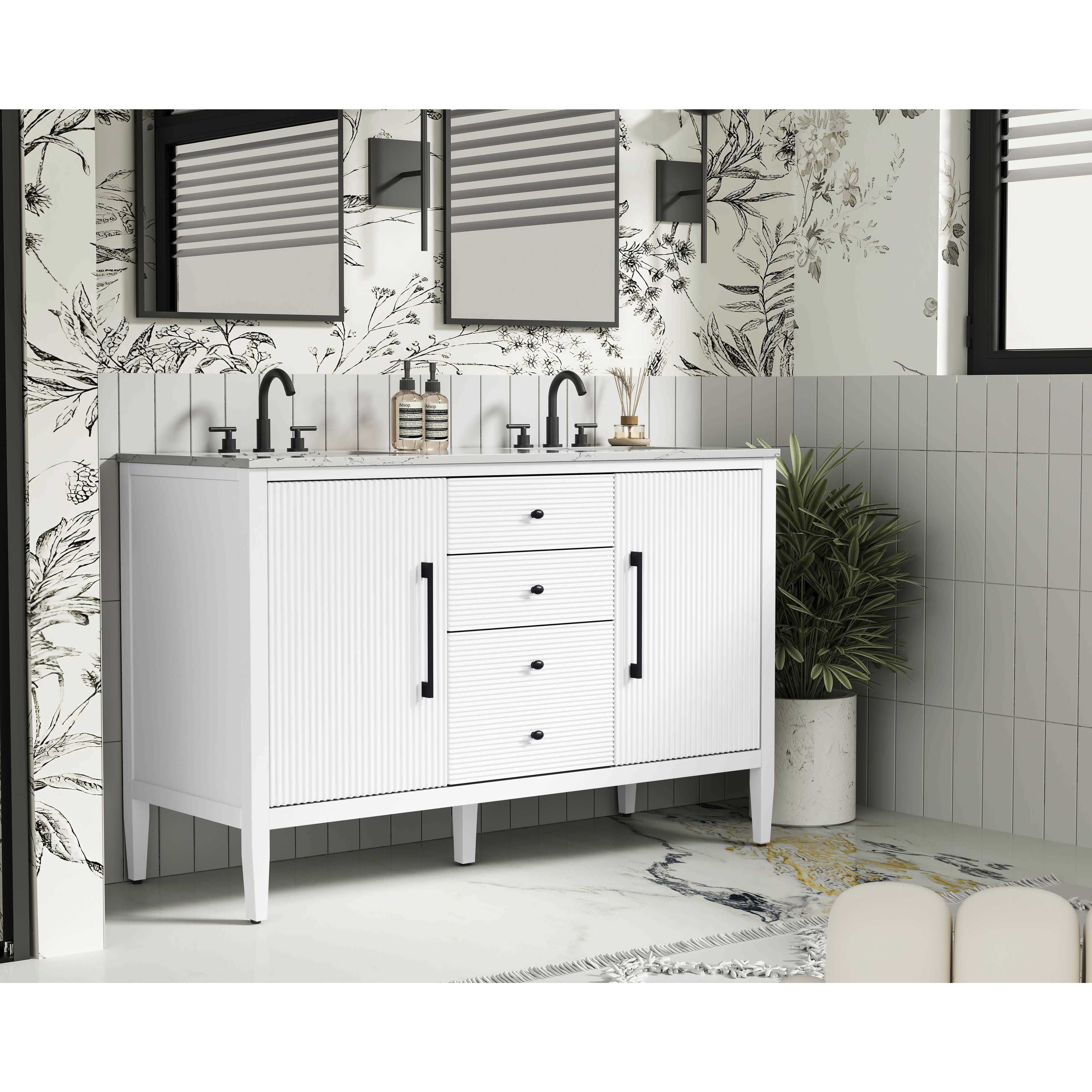 Blakely 54 X 34 inch White Bathroom Vanity Cabinet
