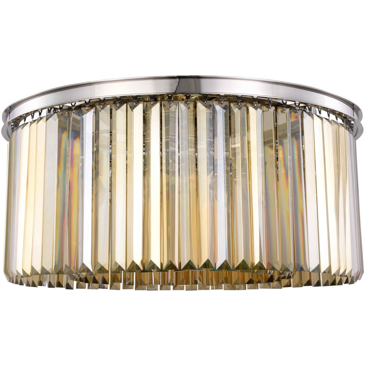 Sydney 8 Light 31.5 inch Polished nickel Flush Mount Ceiling Light in Golden Teak, Urban Classic
