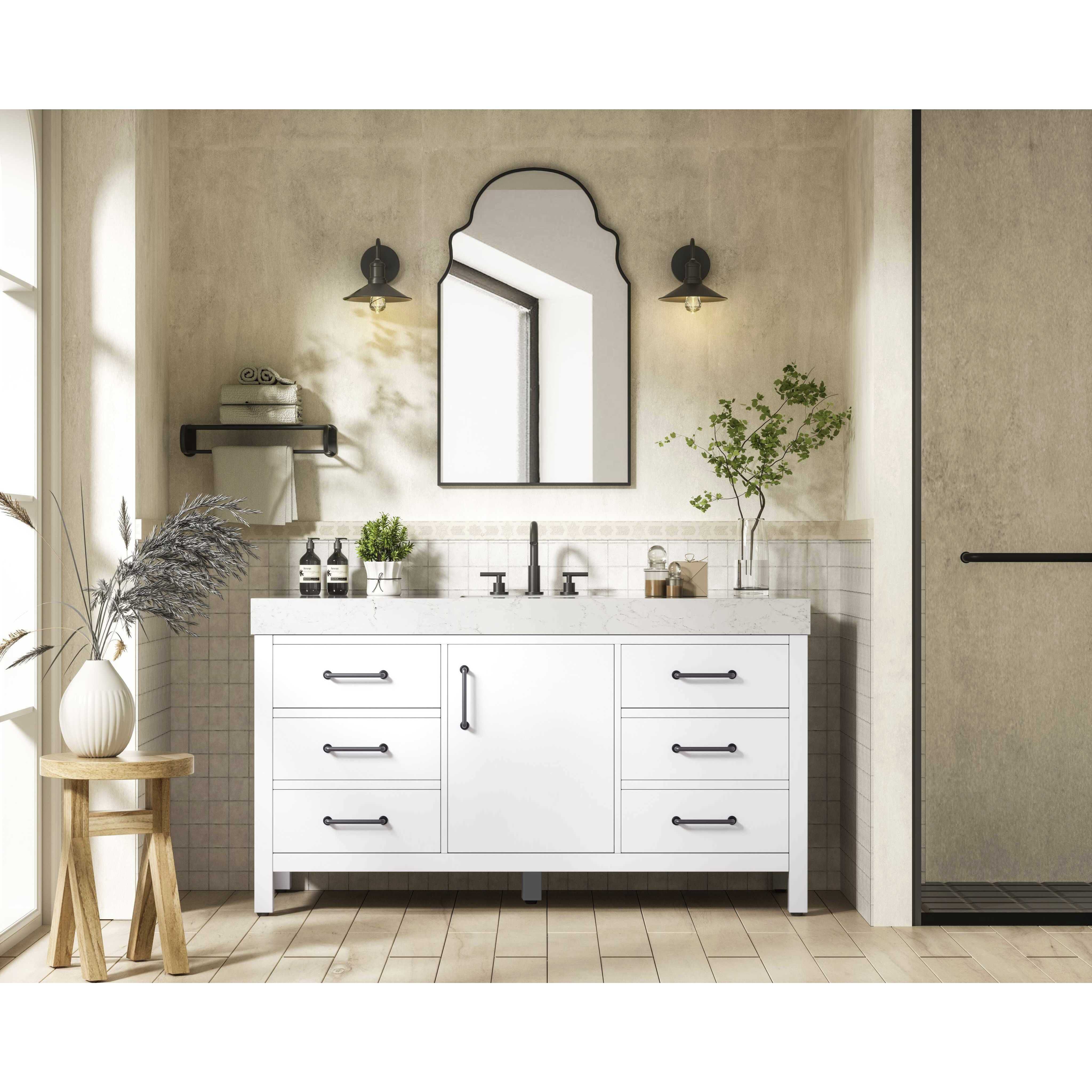 Nathan 60 X 34 inch White Bathroom Vanity Cabinet