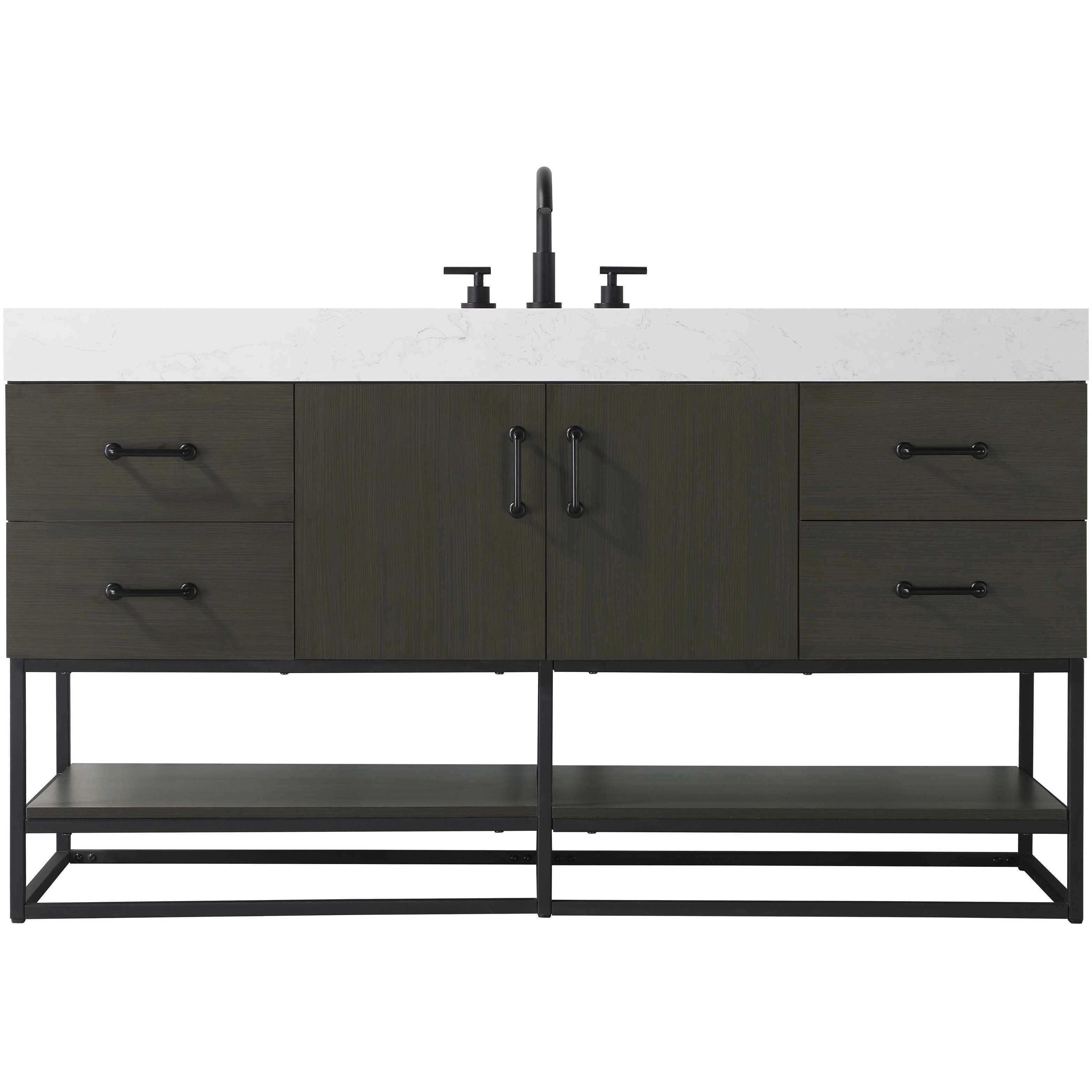 Caroline 60 X 34 inch Mocha Brown Bathroom Vanity Cabinet