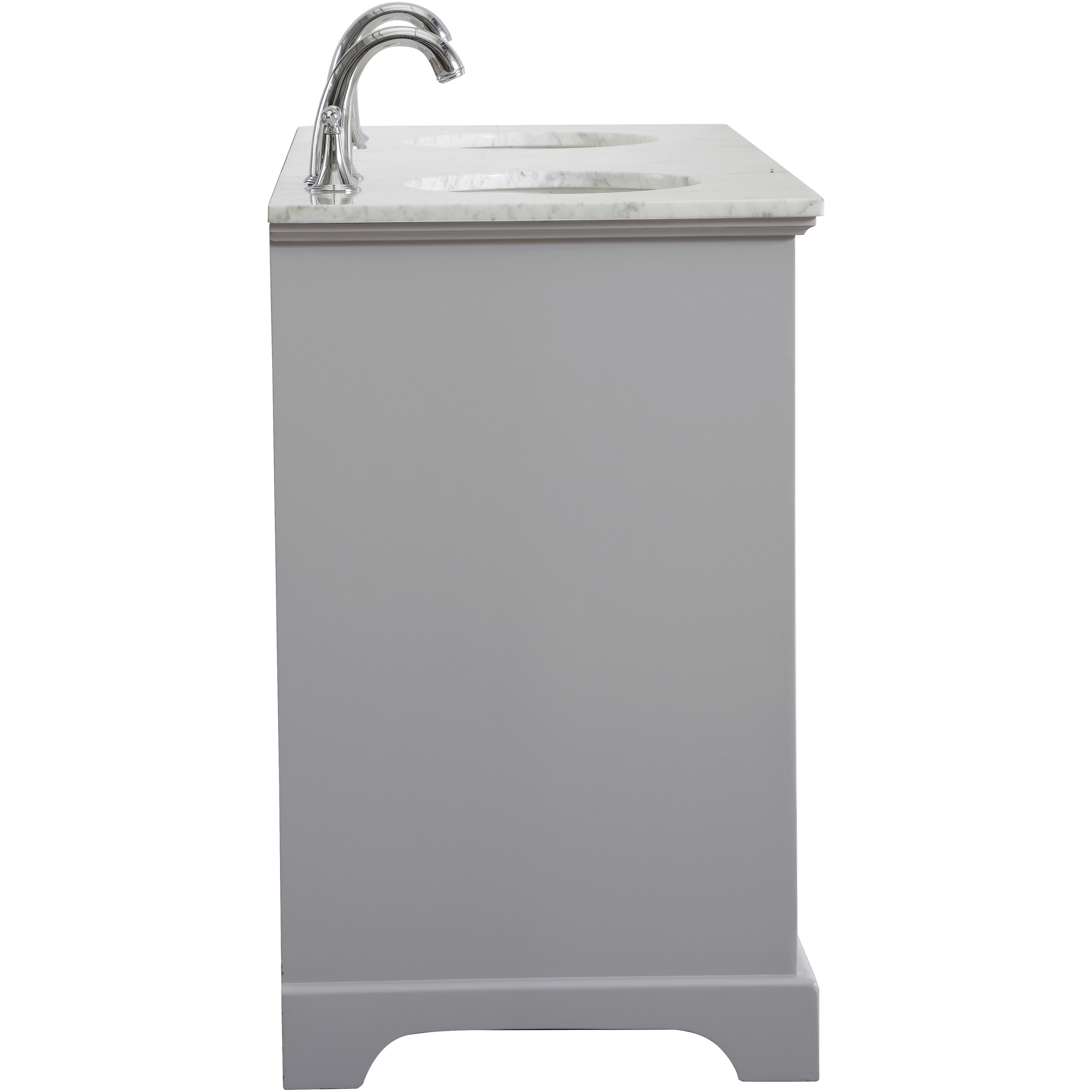 Americana 60 X 35 inch Light Grey with Carrara White Marble Vanity Set in Gray