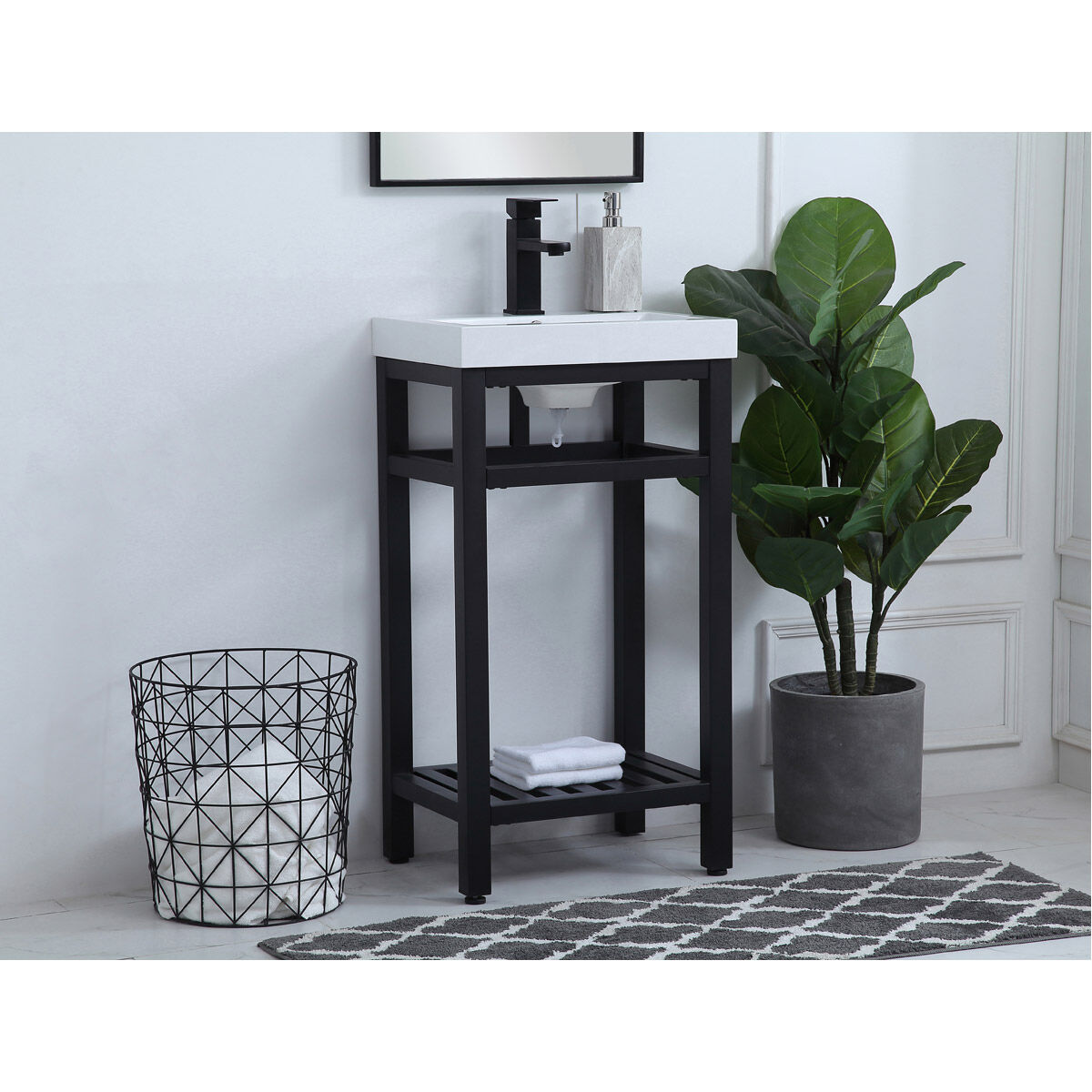 Raya 18 X 13.5 X 34 inch Black and White Vanity Sink Set