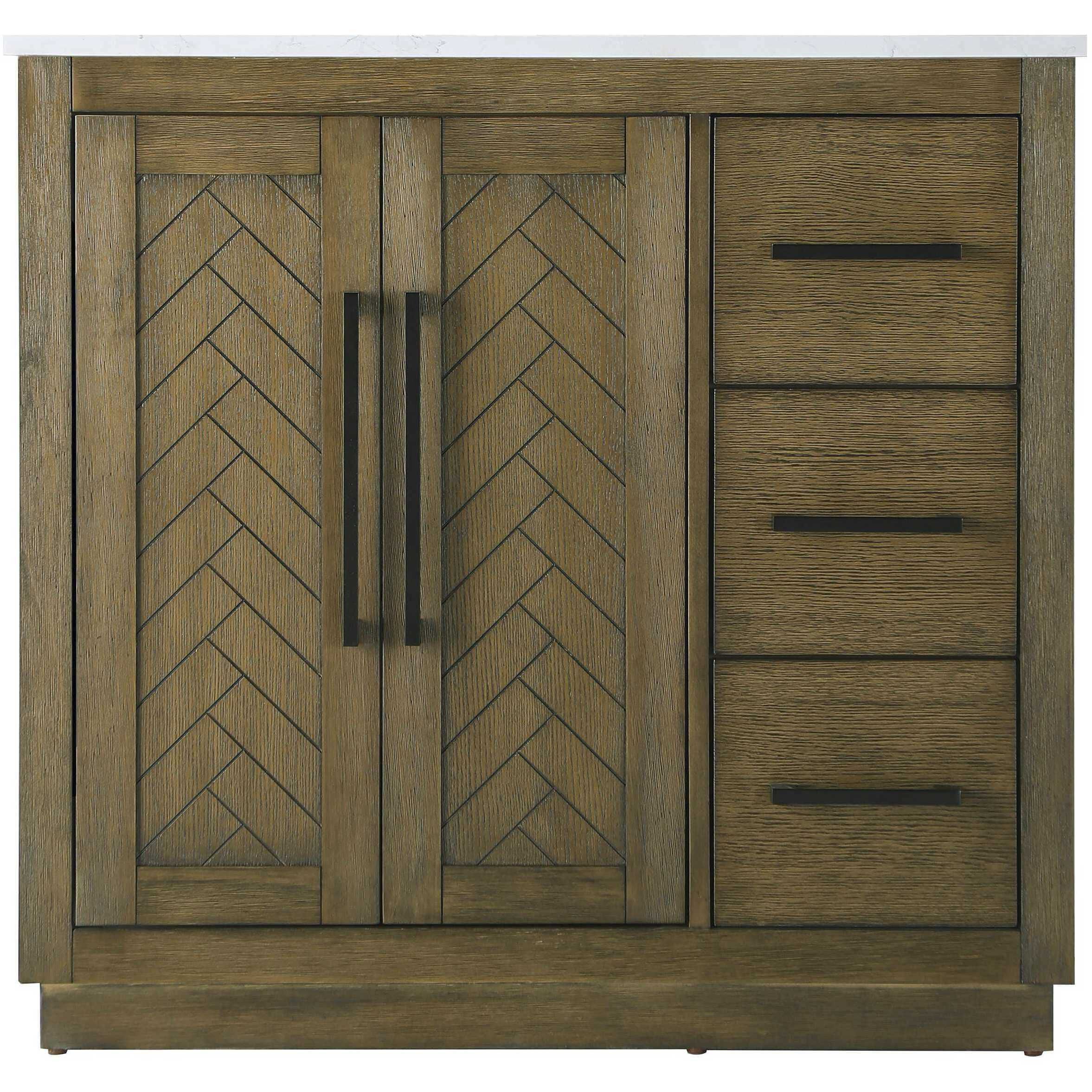 Chase 36 X 34 inch Hazel Oak Bathroom Vanity Cabinet