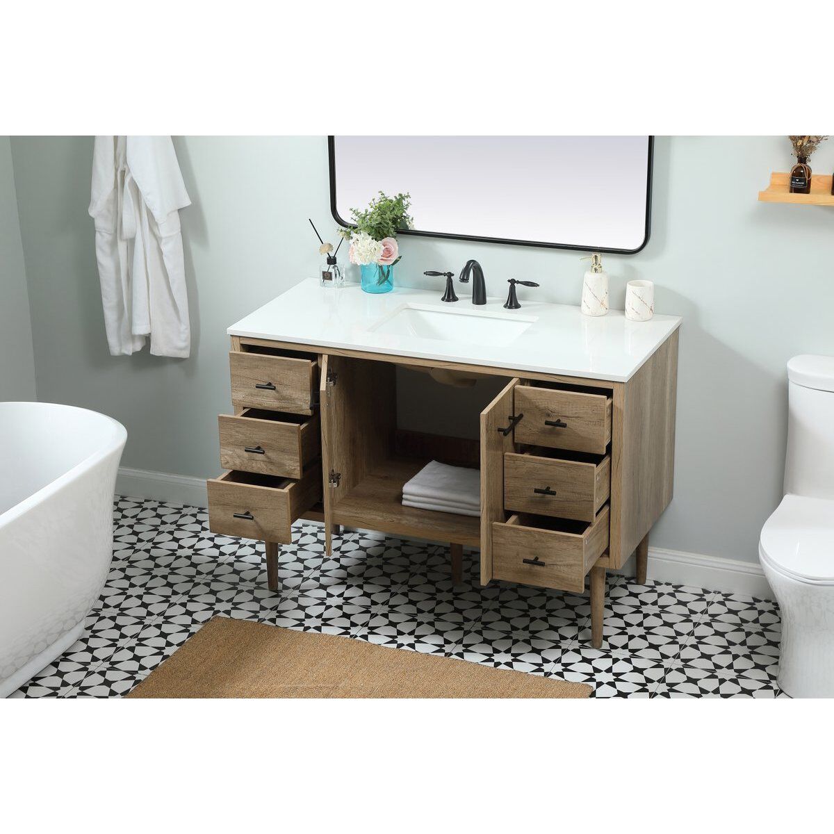 Cyrus 48 X 22 X 34 inch Natural Oak Vanity Sink Set