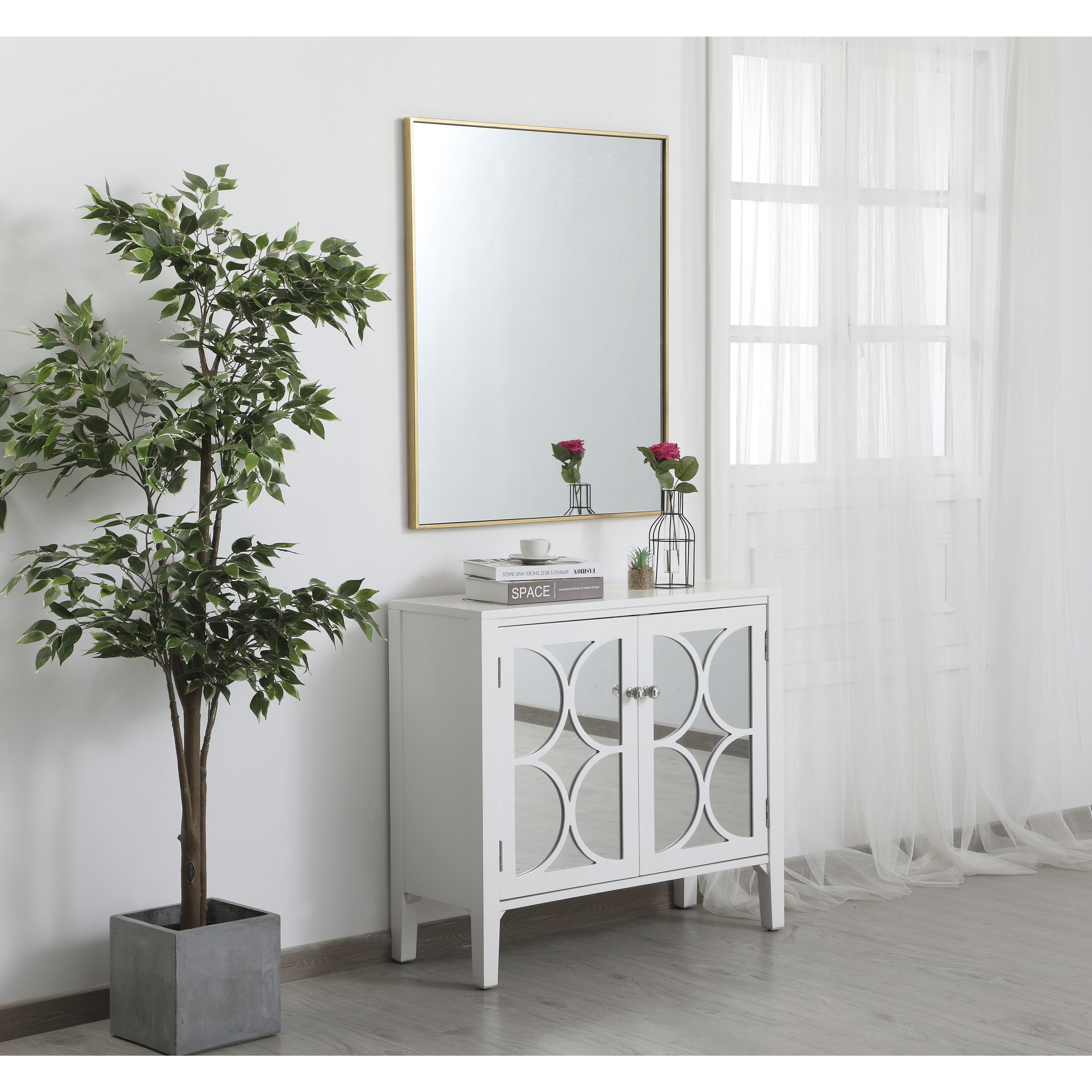 Monet 36 X 30 inch Brass Wall Mirror