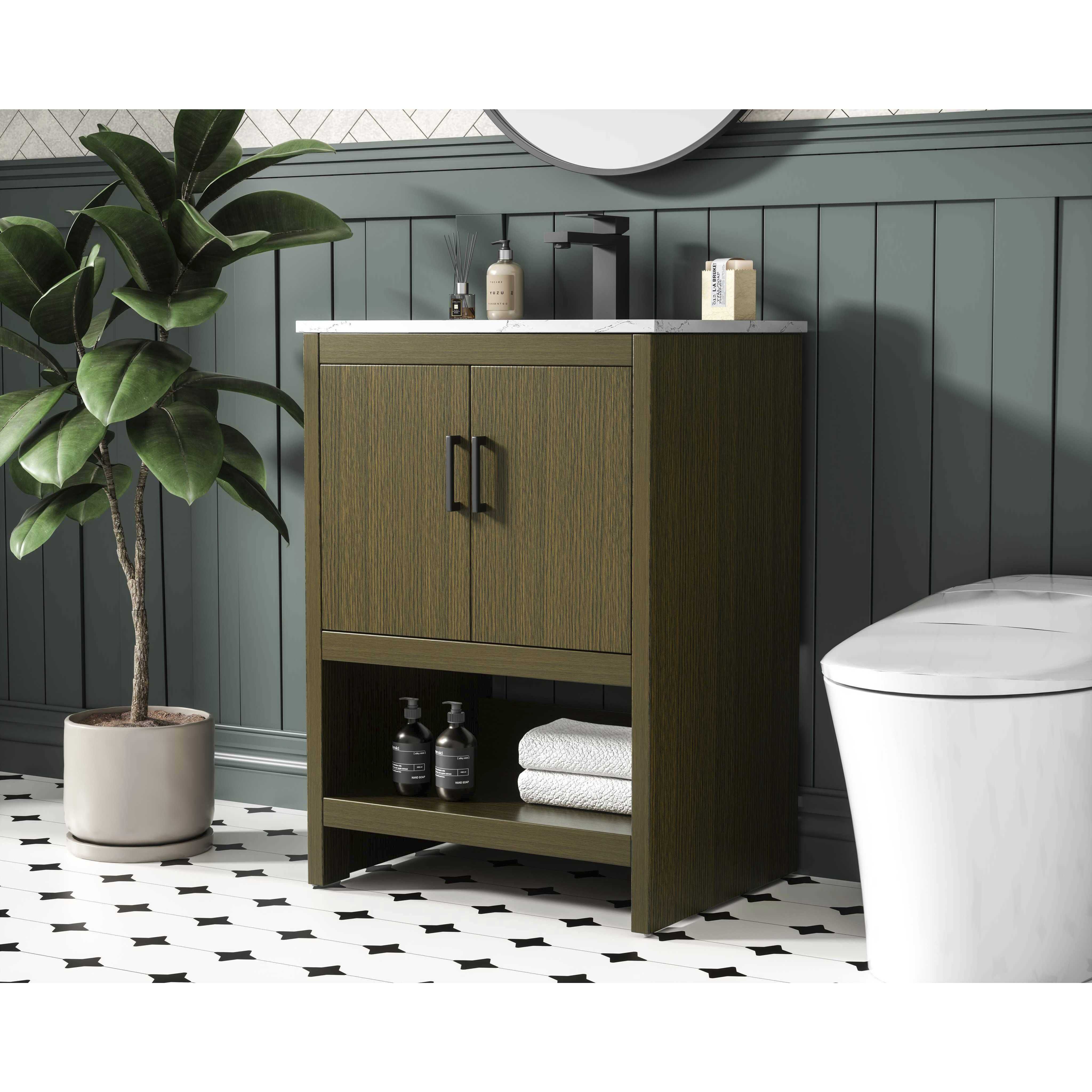 Ira 24 X 34 inch Chestnut Brown Bathroom Vanity Cabinet