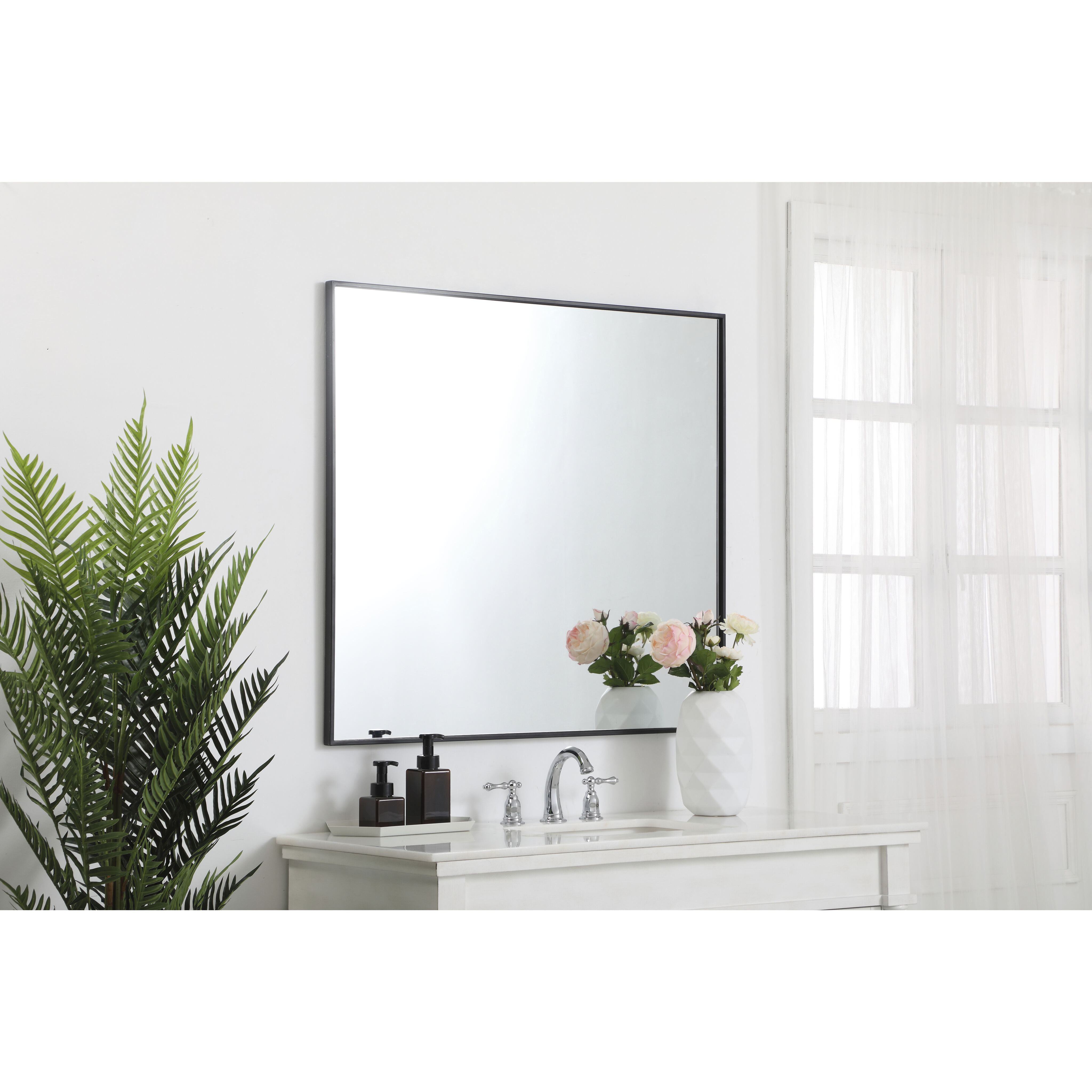 Monet 40 X 36 inch Black Wall Mirror