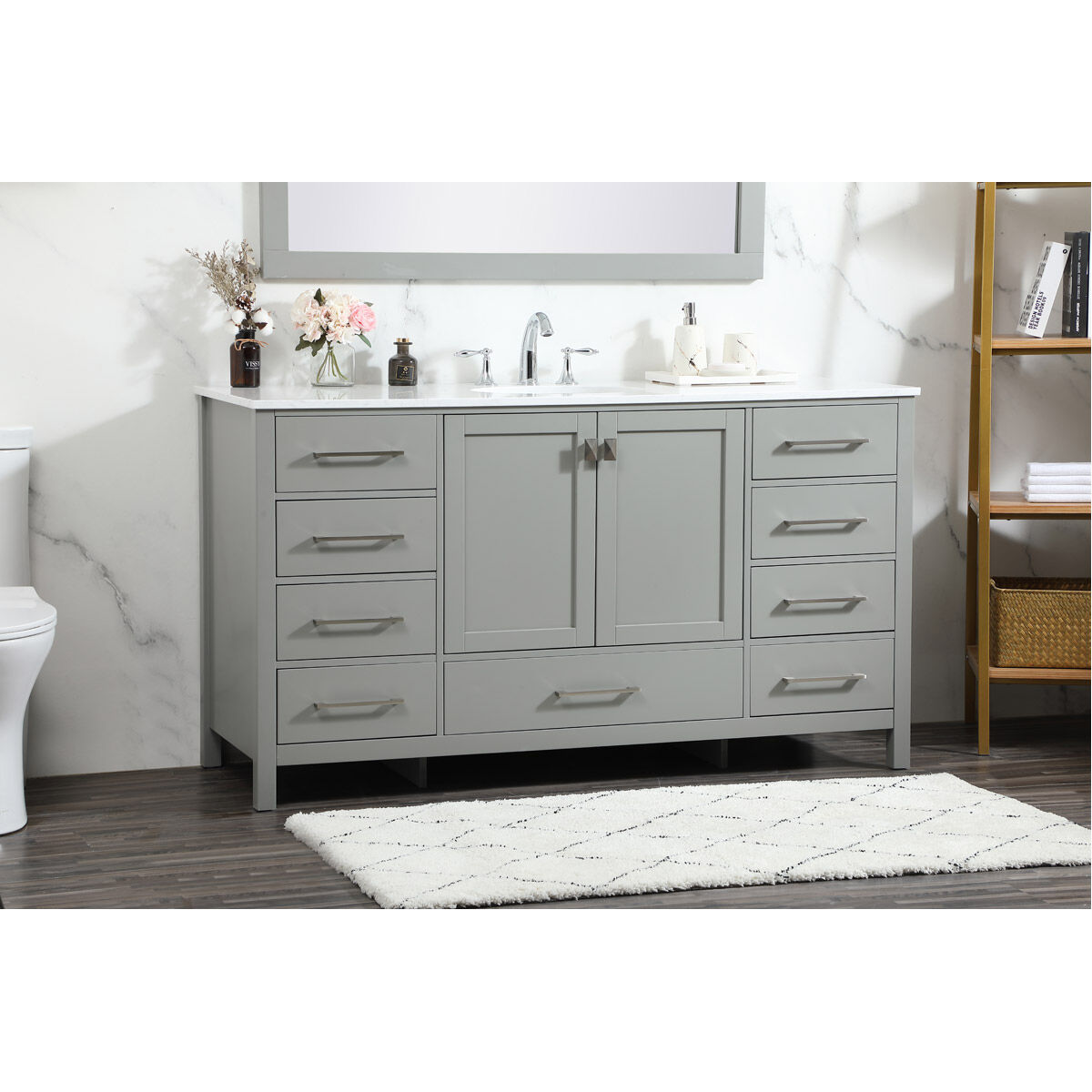 Irene 60 X 22 X 34 inch Grey Vanity Sink Set