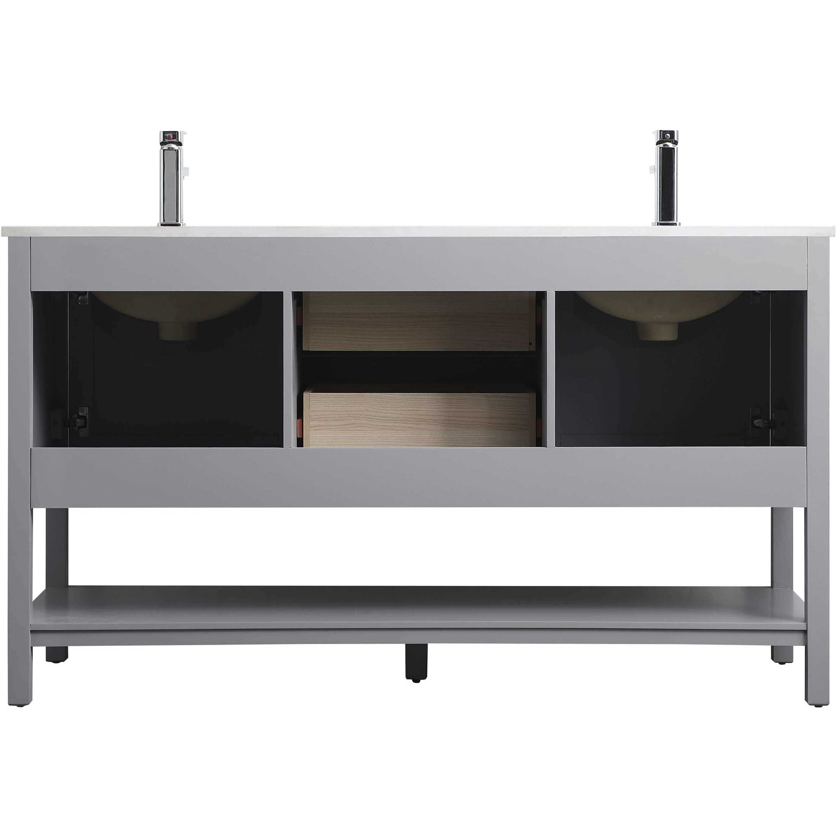 Heath 60 X 21.5 X 35 inch Grey Vanity Sink Set