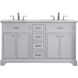 Americana 60 X 35 inch Light Grey with Carrara White Marble Vanity Set in Gray