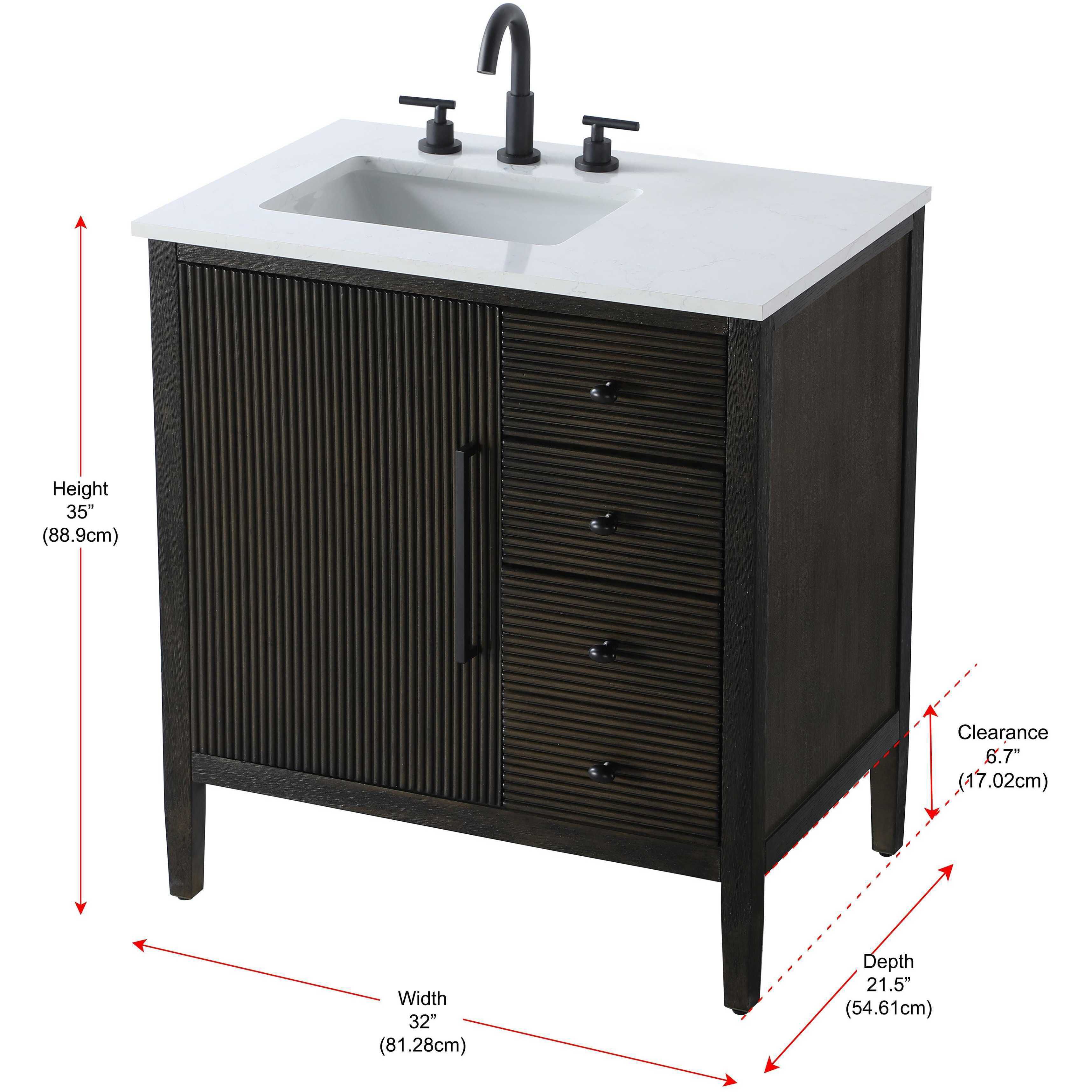 Blakely 32 X 34 inch Chocolate Oak Bathroom Vanity Cabinet