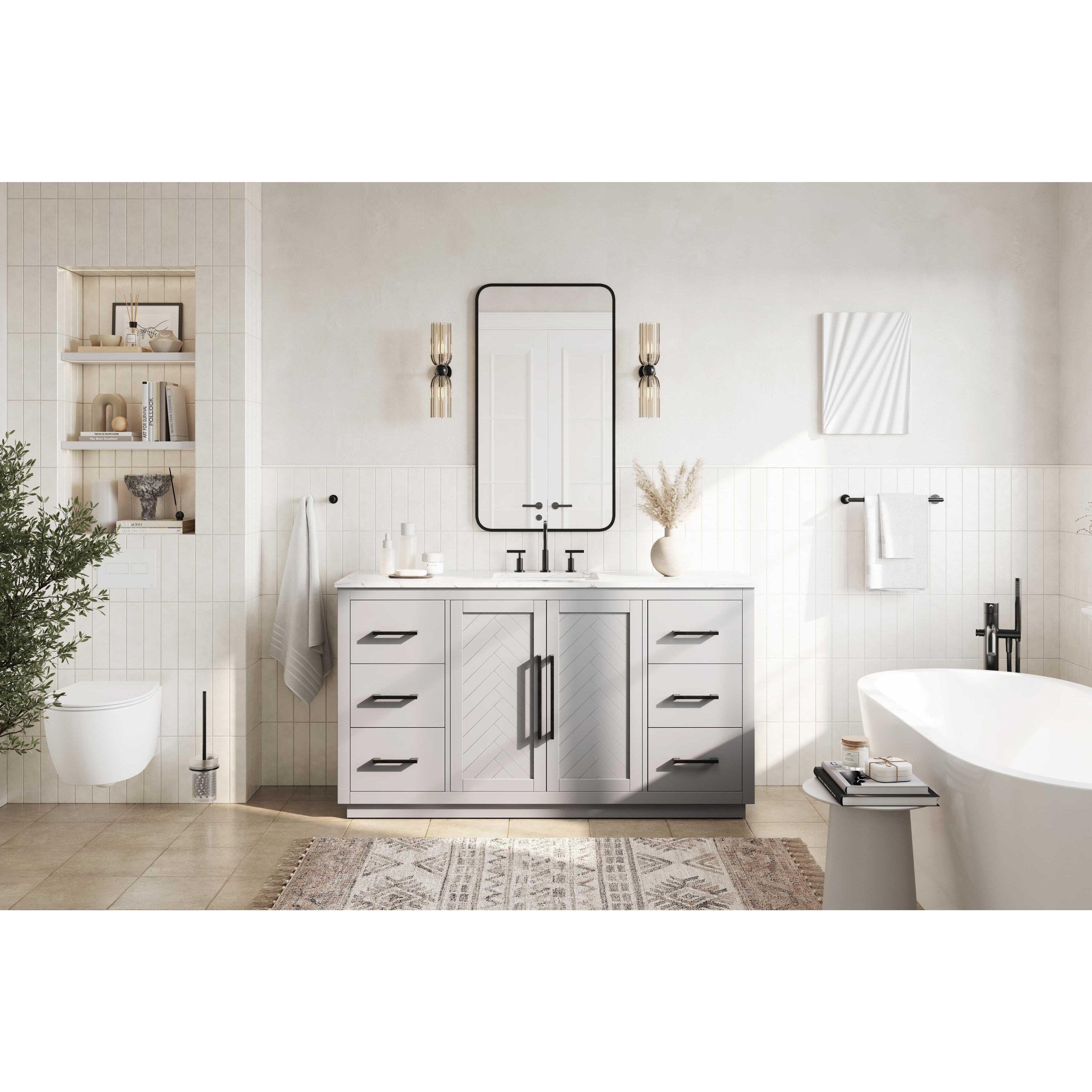 Chase 60 X 34 inch Grey Bathroom Vanity Cabinet