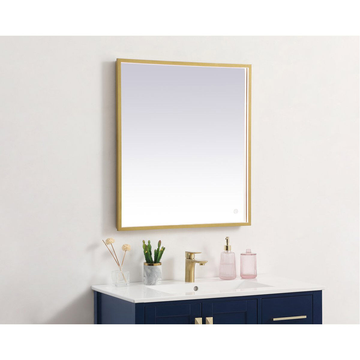 Pier 36 X 24 inch Brass LED Mirror