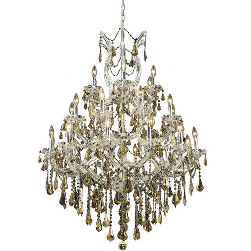 Maria Theresa 28 Light 38 inch Chrome Dining Chandelier Ceiling Light in Golden Teak