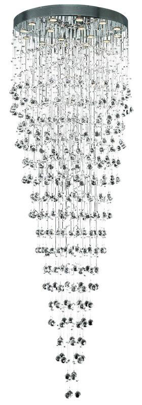 Galaxy 16 Light 32 inch Chrome Foyer Ceiling Light in GU10, Royal Cut