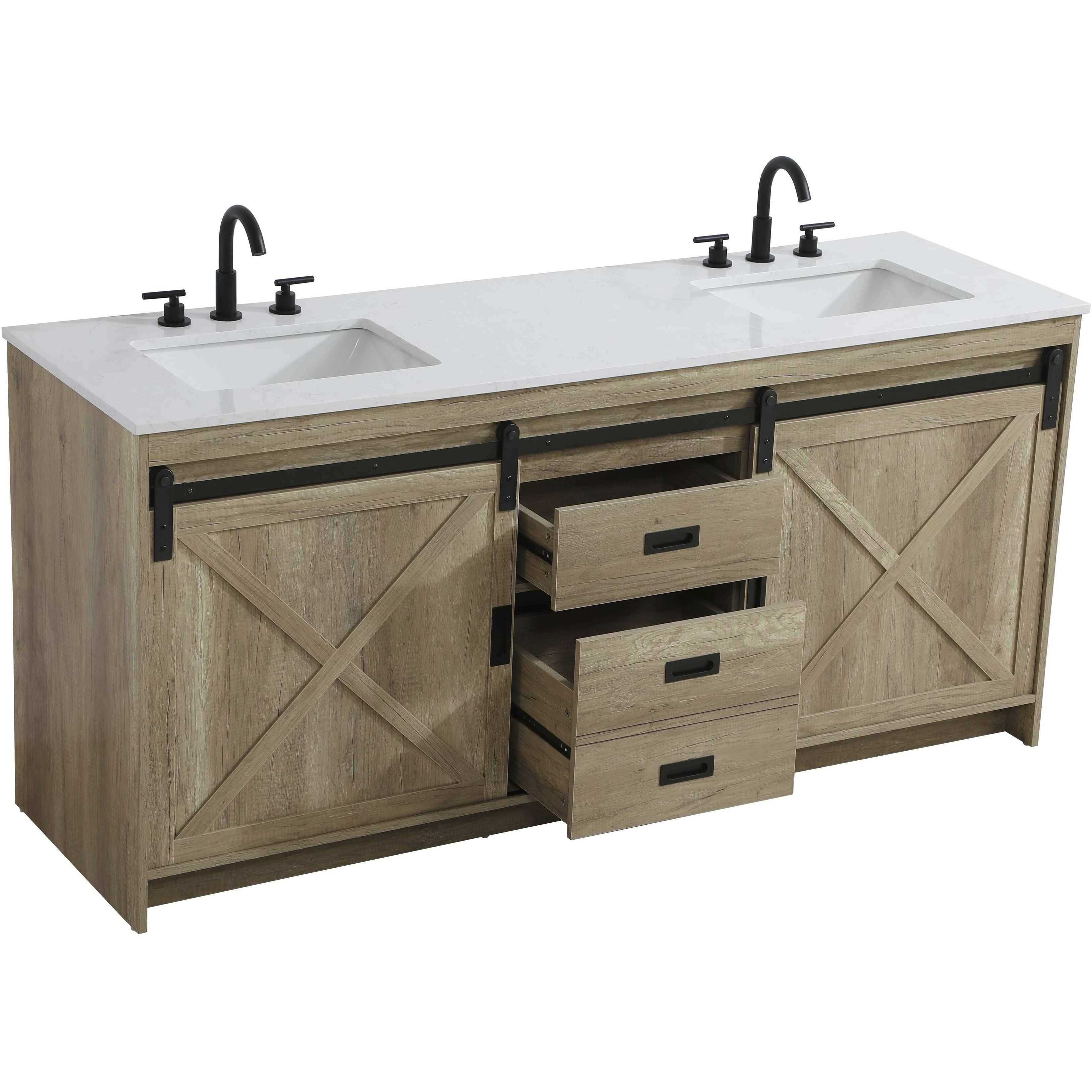 Austin 72 X 34 inch Natural Oak Bathroom Vanity Cabinet